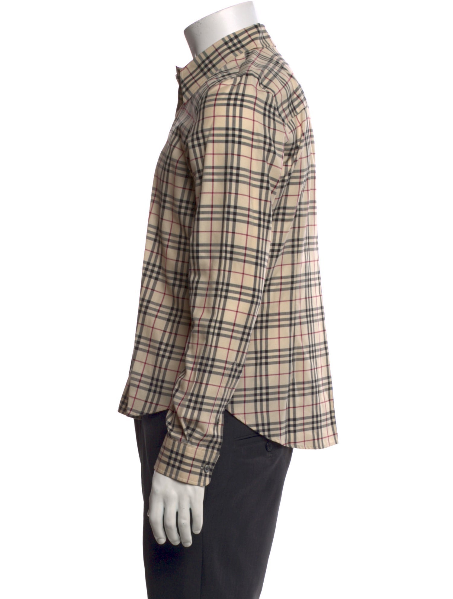 Burberry Plaid Print Long Sleeve Shirt