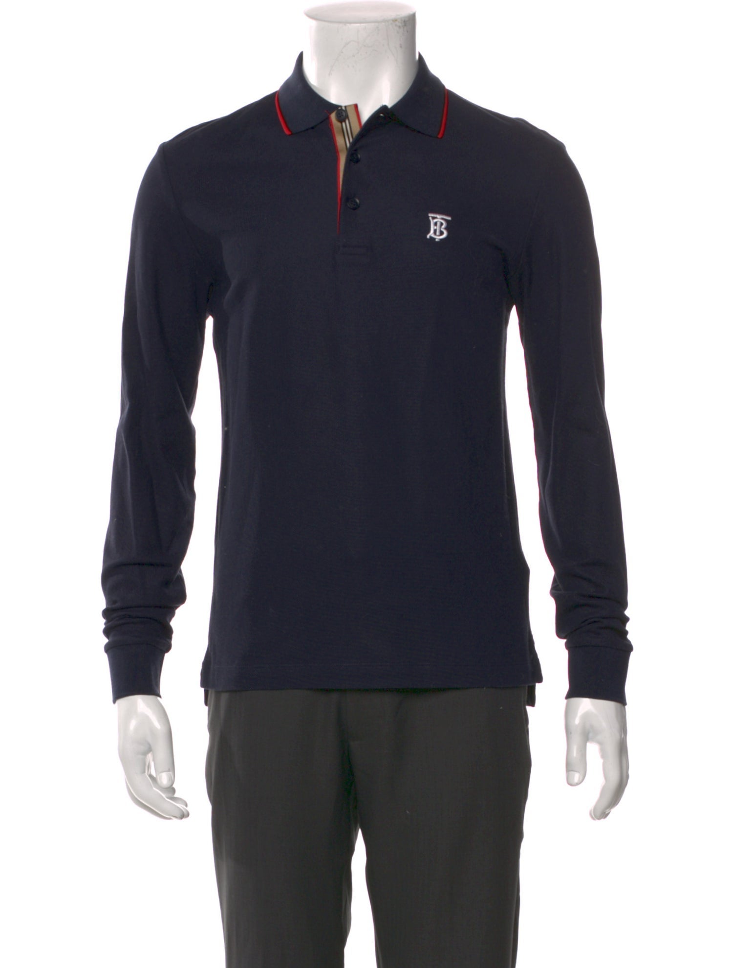 Burberry V-Neck Long Sleeve Polo Shirt