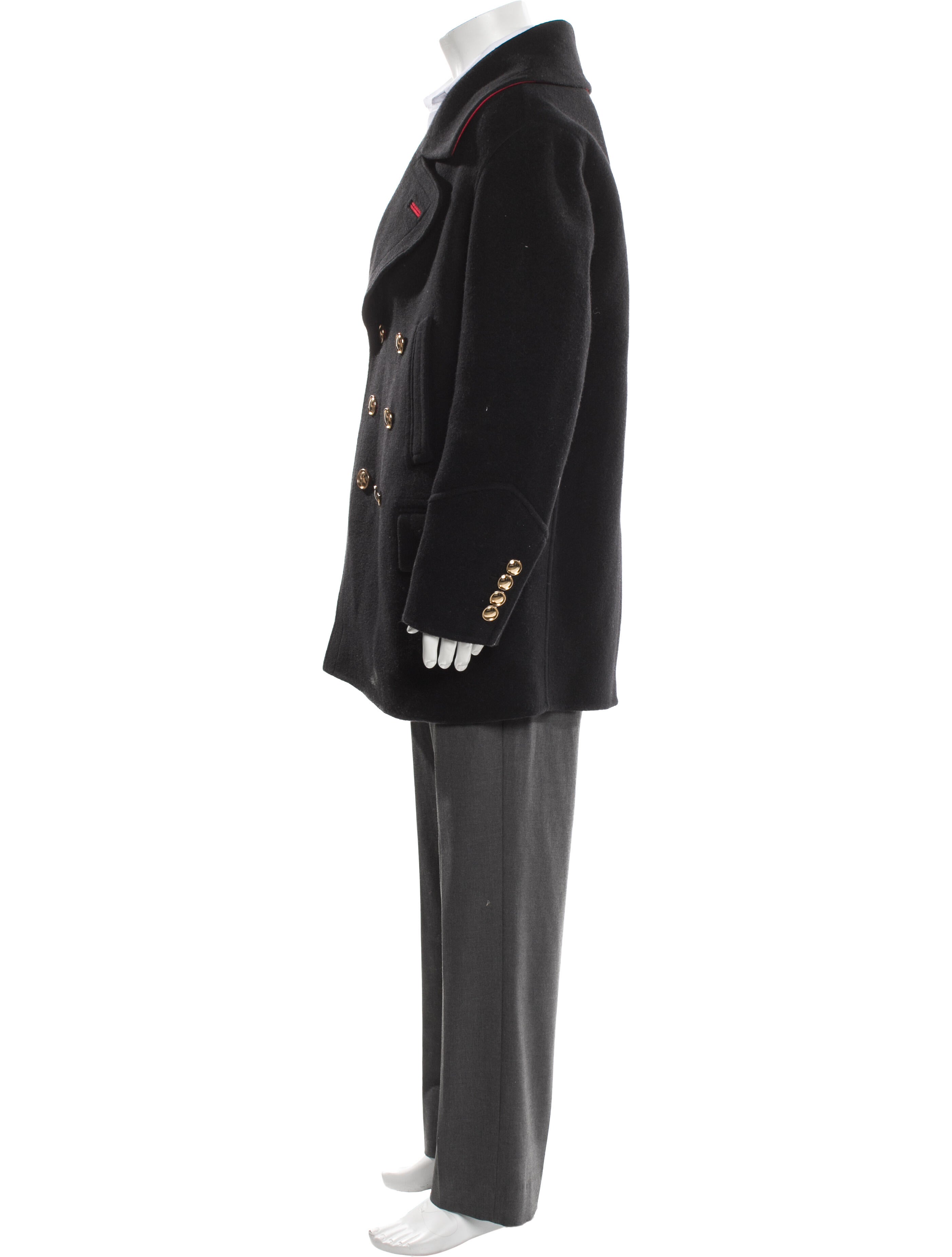 Burberry Abstract Check Virgin Wool Peacoat