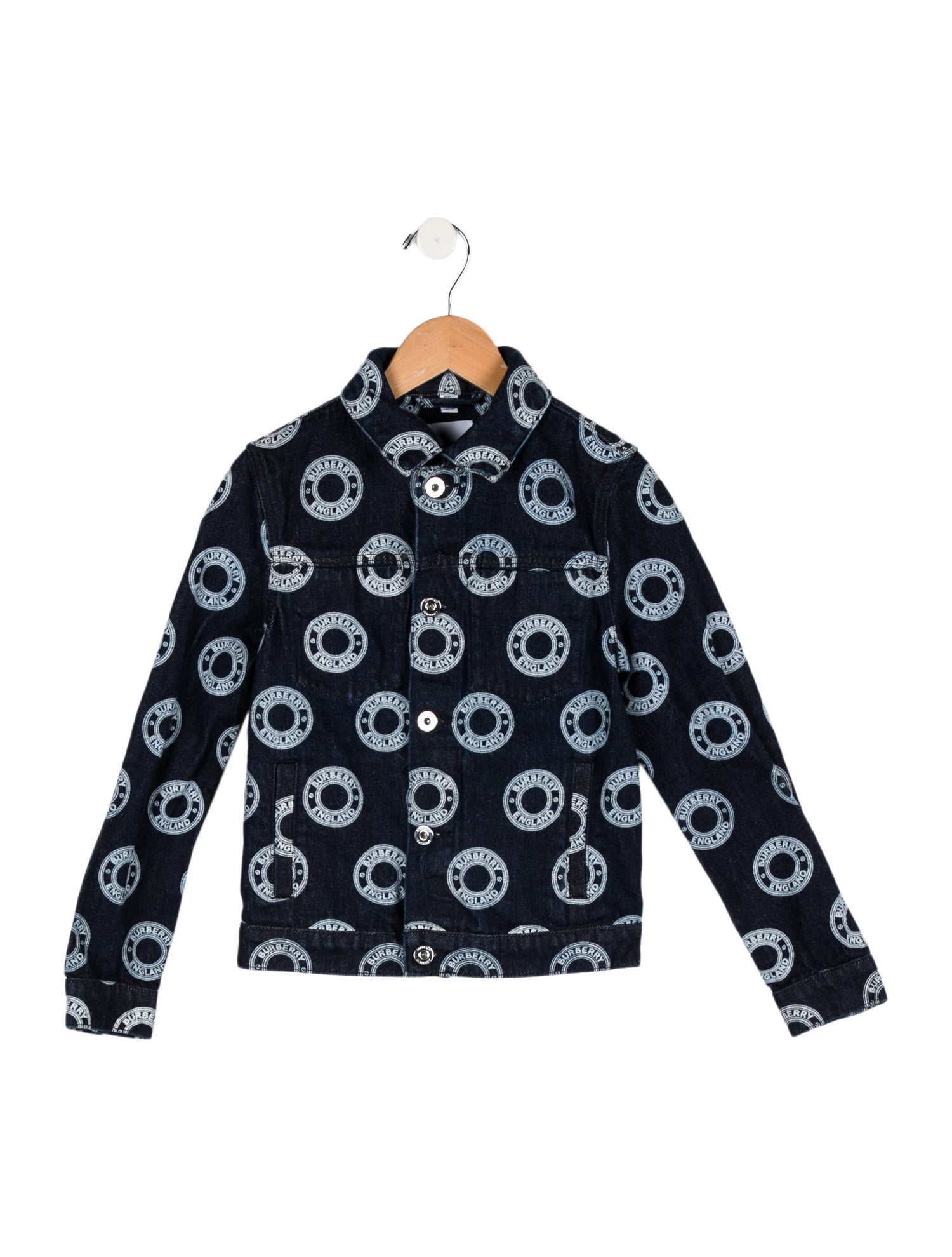 Burberry Girls' Logo Pattern Denim Jacket