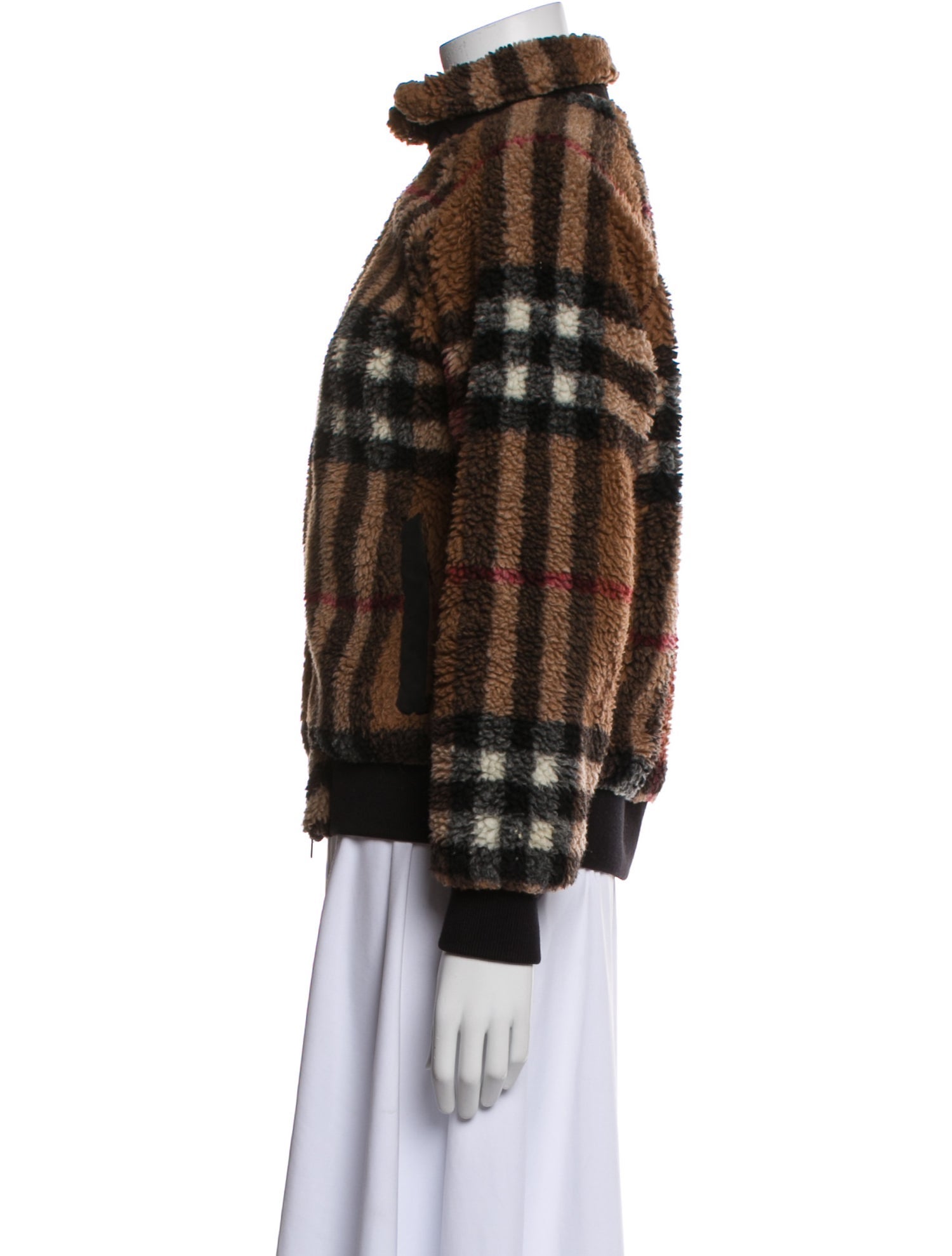 Burberry Virgin Wool Plaid Print Bomber Jacket