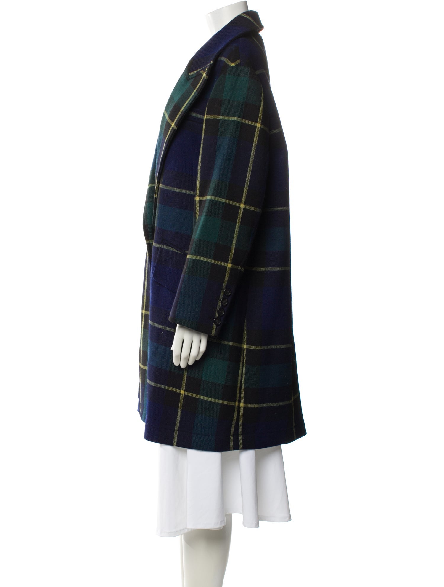 Burberry Wool Plaid Print Peacoat