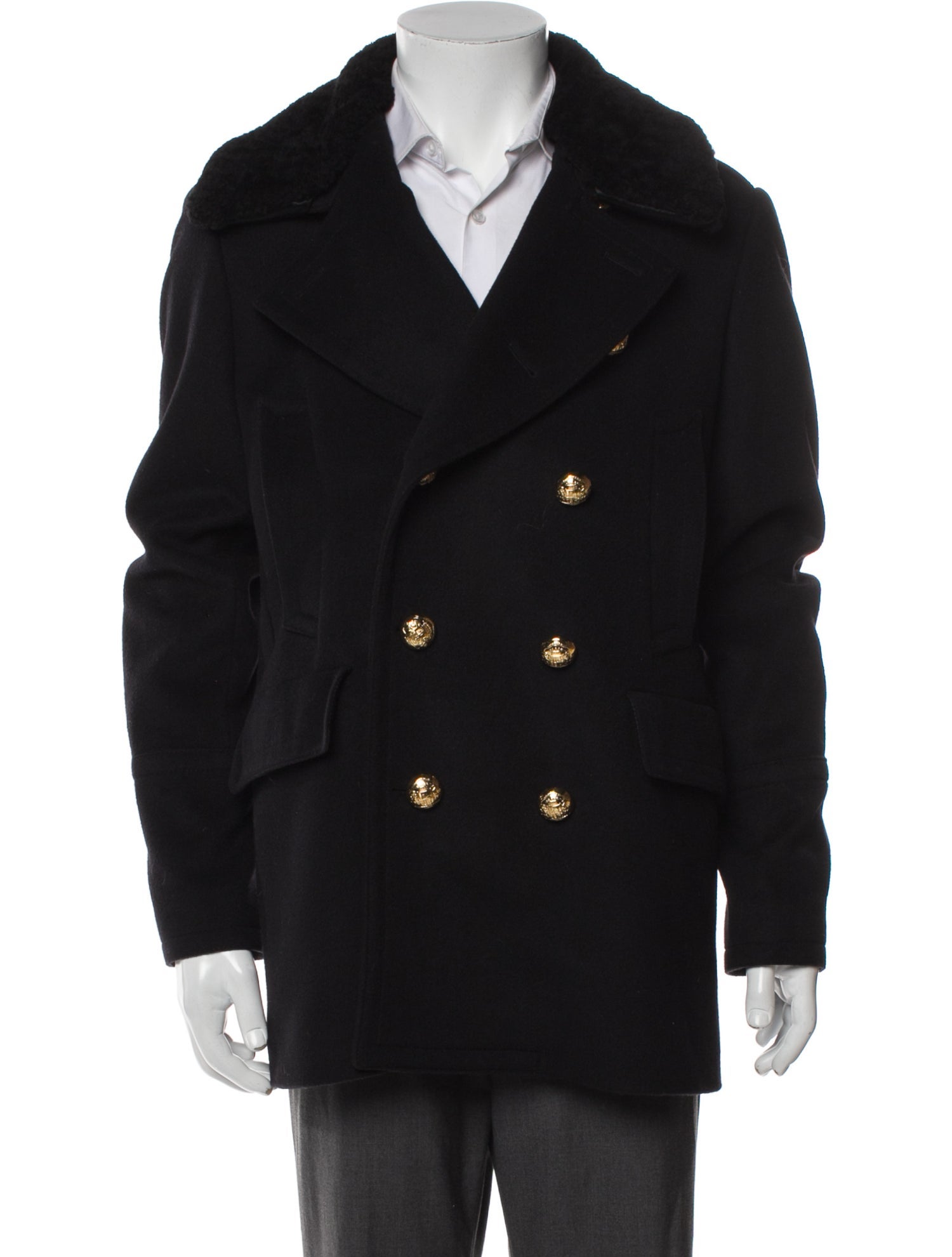 Burberry Abstract Check Virgin Wool Peacoat
