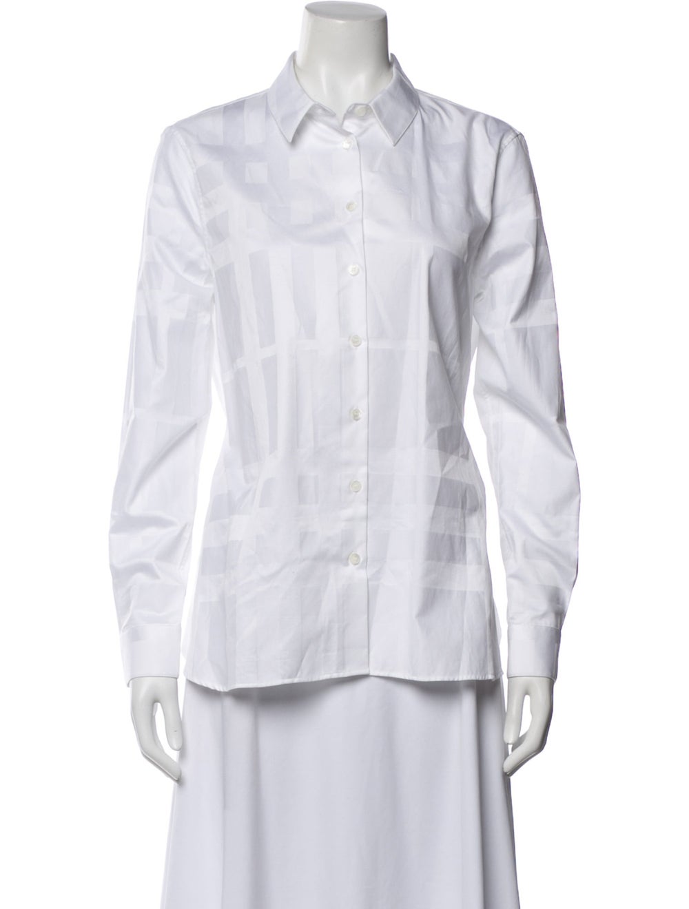 Burberry Patterned Long Sleeve Button-Up Top - image 1