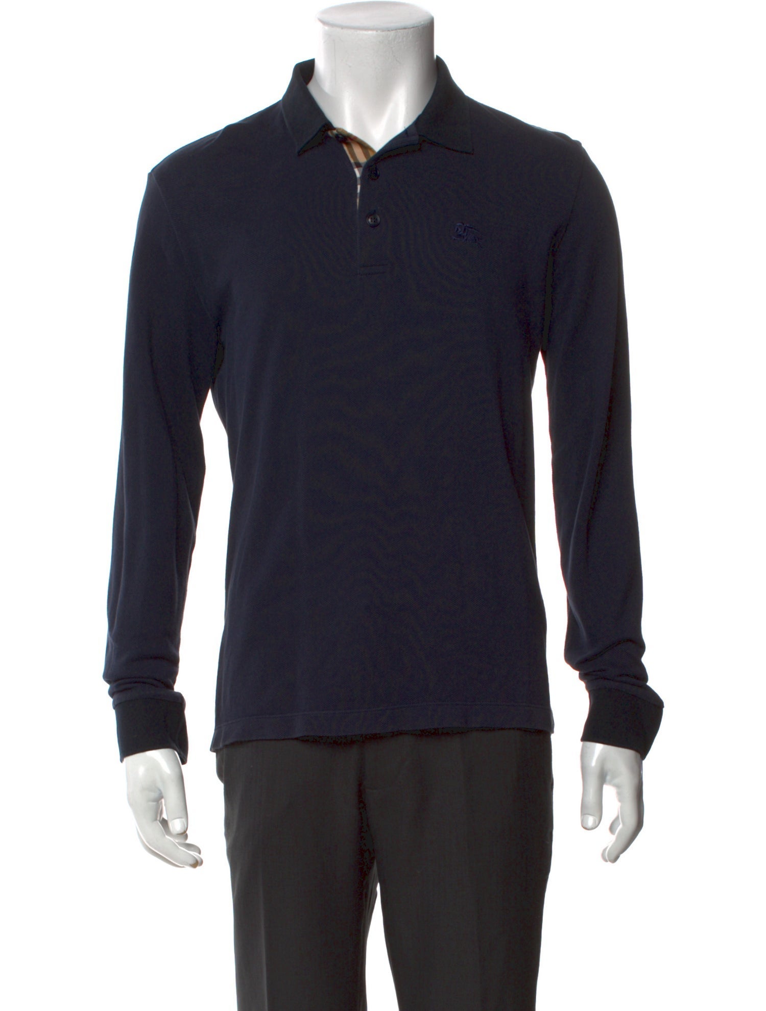 Burberry V-Neck Long Sleeve Polo Shirt