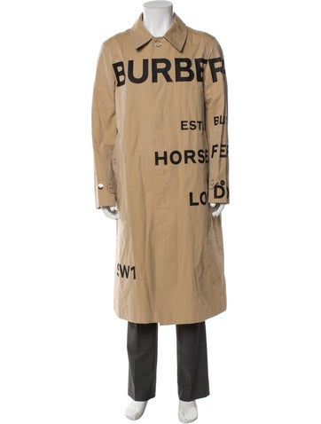 Pre-owned Burberry Horseferry Graphic Print Trench Coat In Neutral