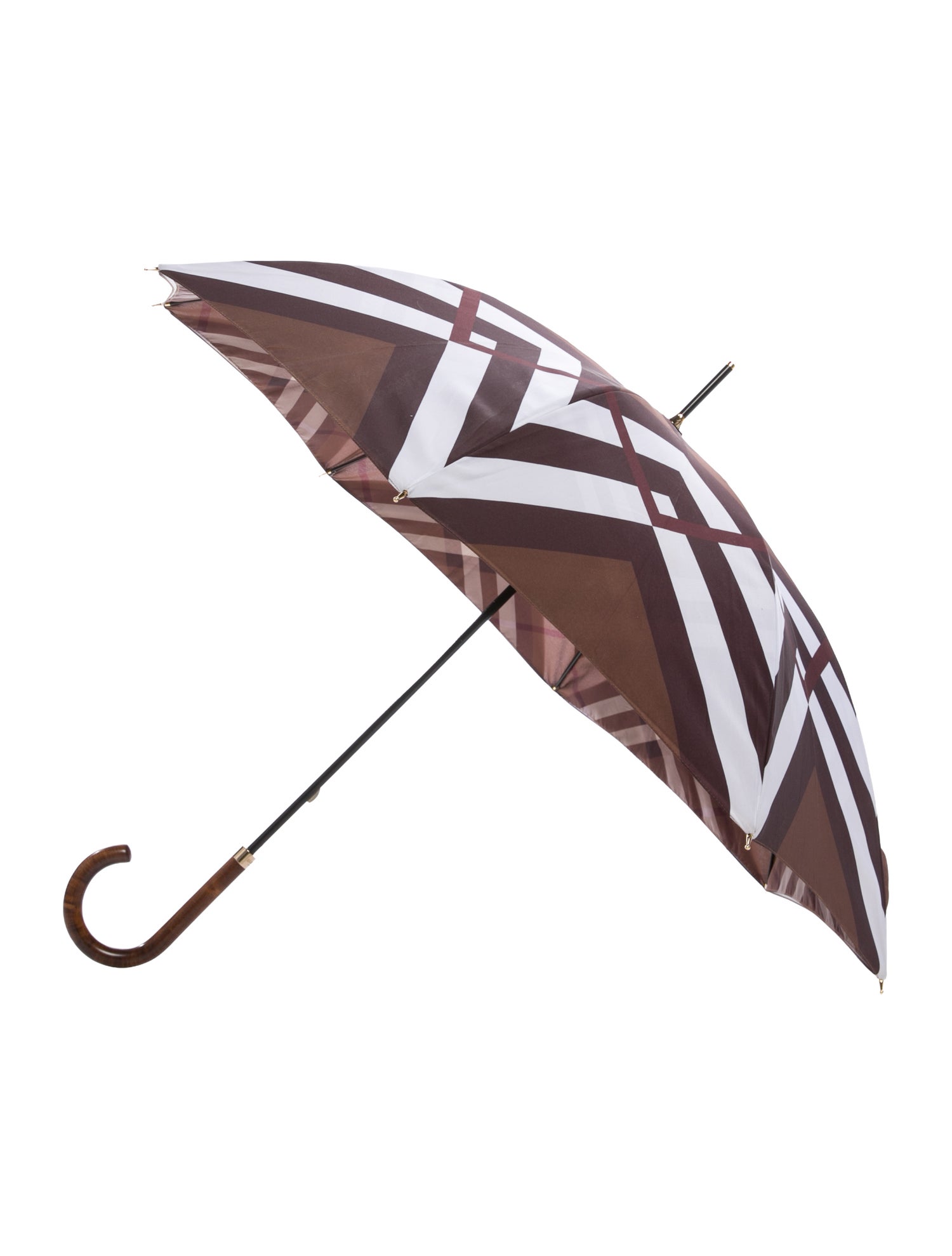 Burberry Neutral and white patterned with wooden curved handle