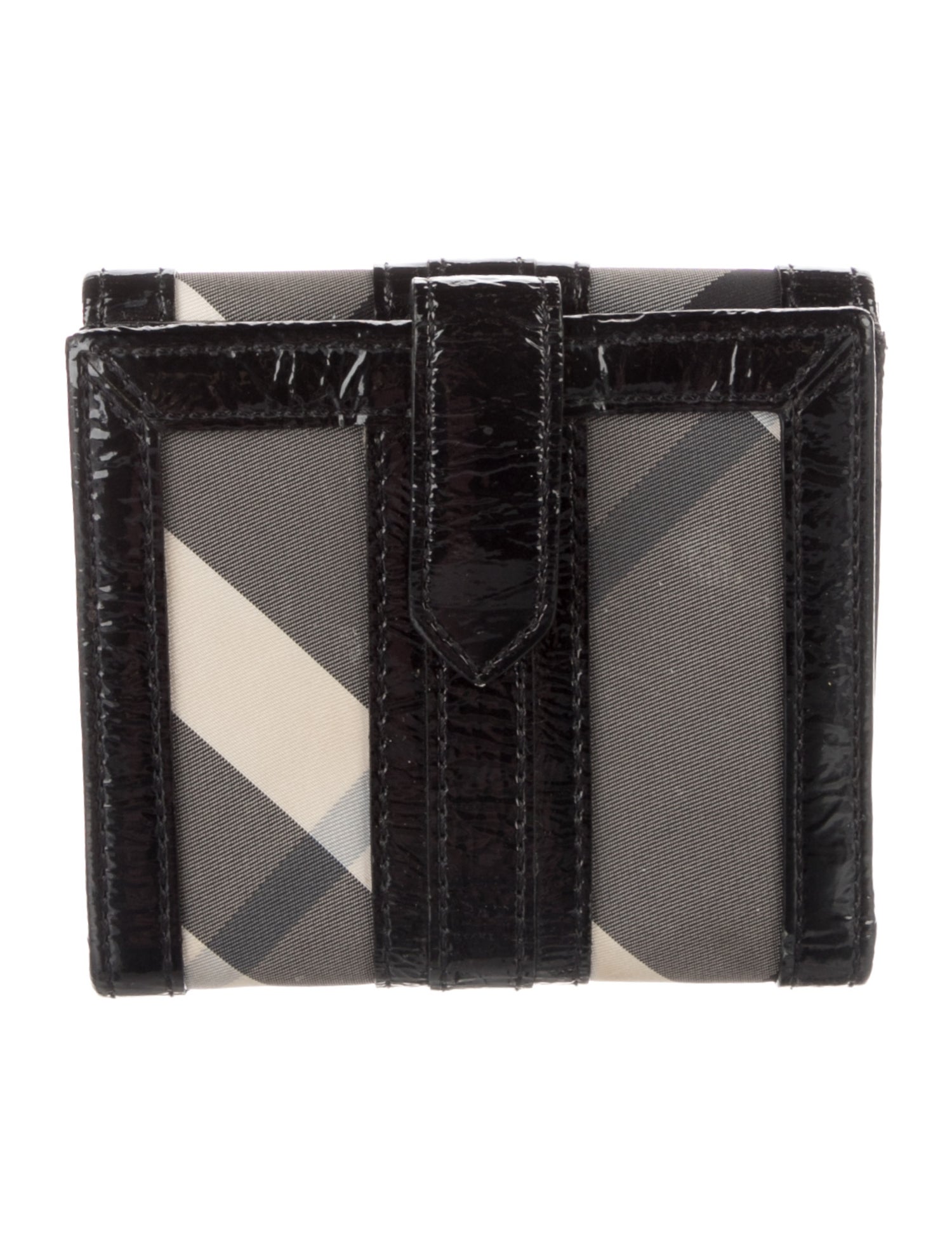 Burberry Nylon Plaid Print Compact Wallet