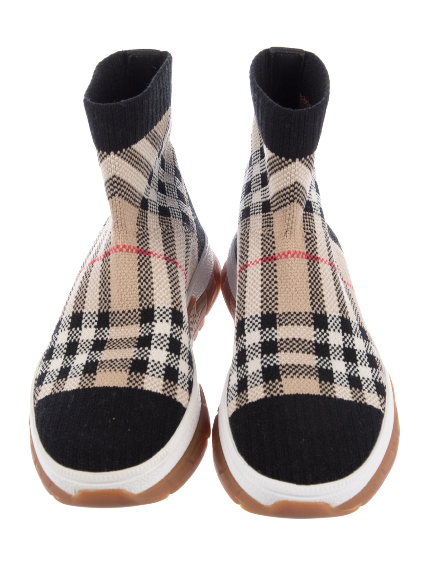 Burberry Neutral and black patterned high top sneakers