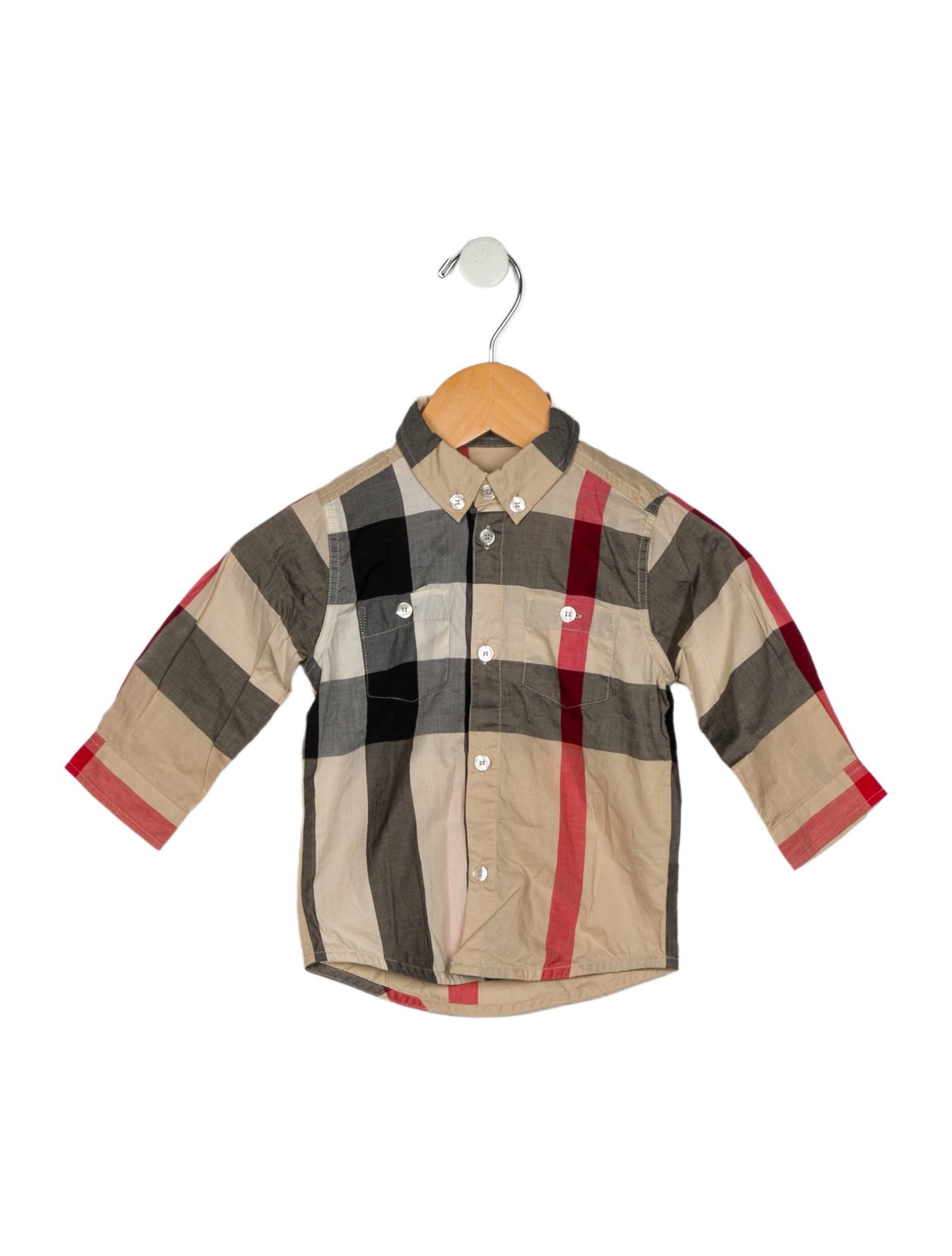 Burberry Boys burberry cotton brown pattern print shirt size 12 months