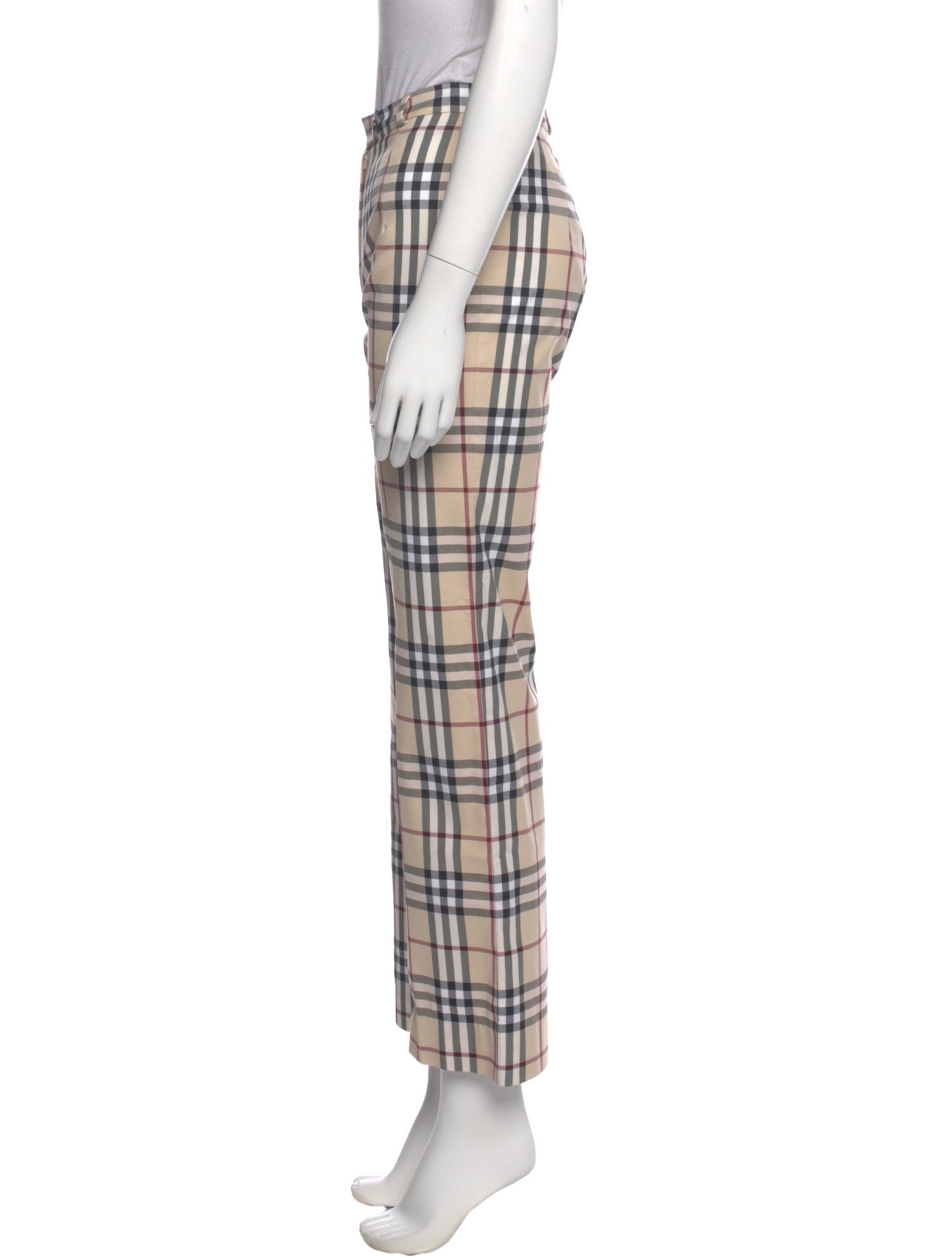 Burberry Plaid Print Wide Leg Pants