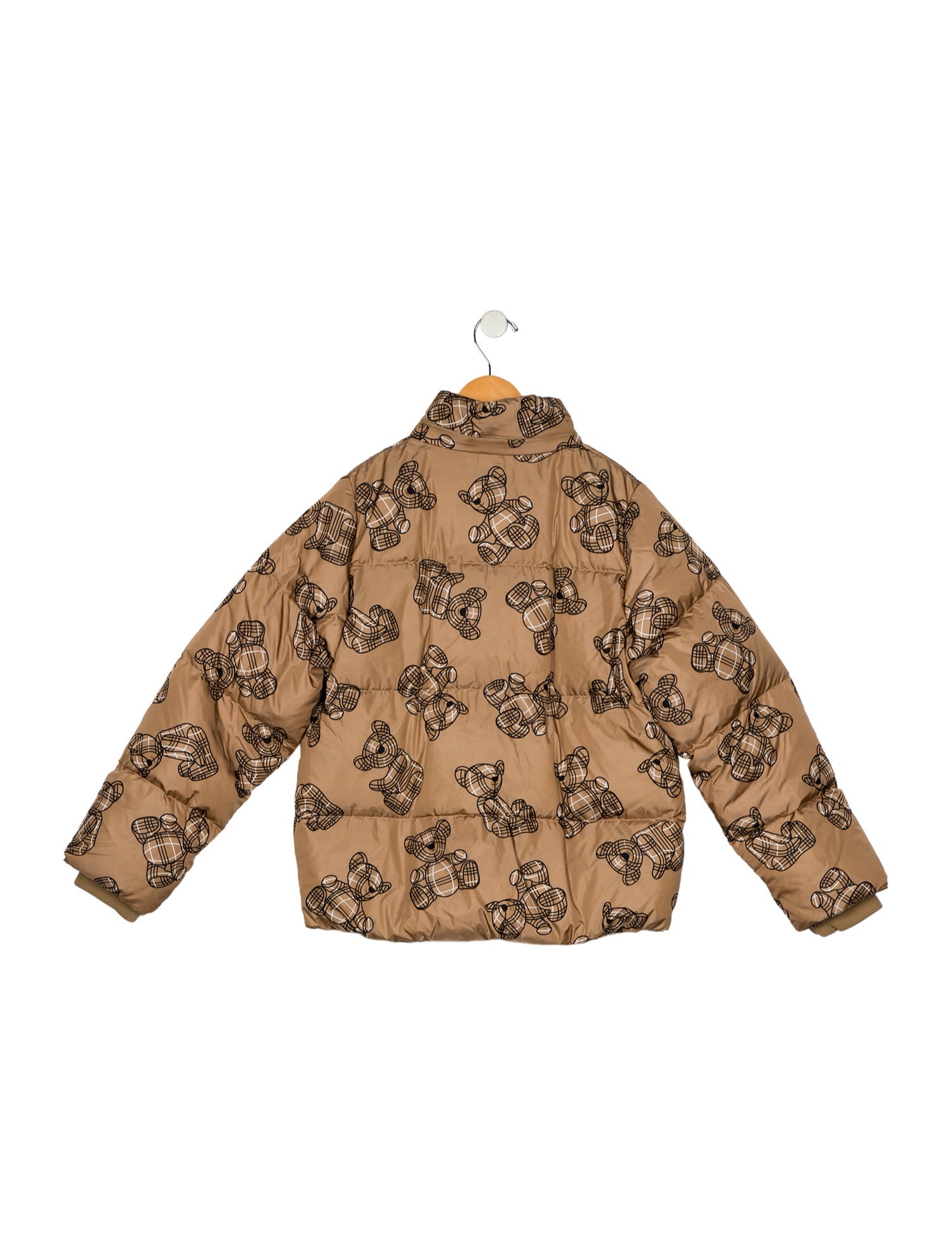 Burberry Girls brown pattern print coat exposed zip closure