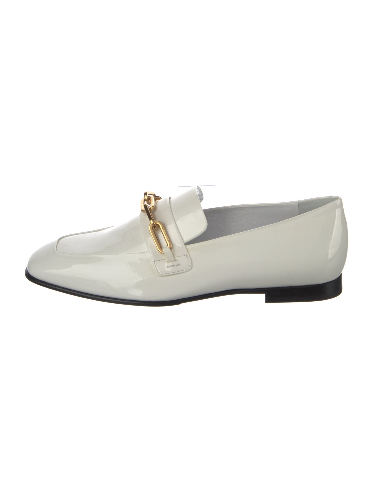 Burberry Patent Leather Chain-Link Accents Loafers