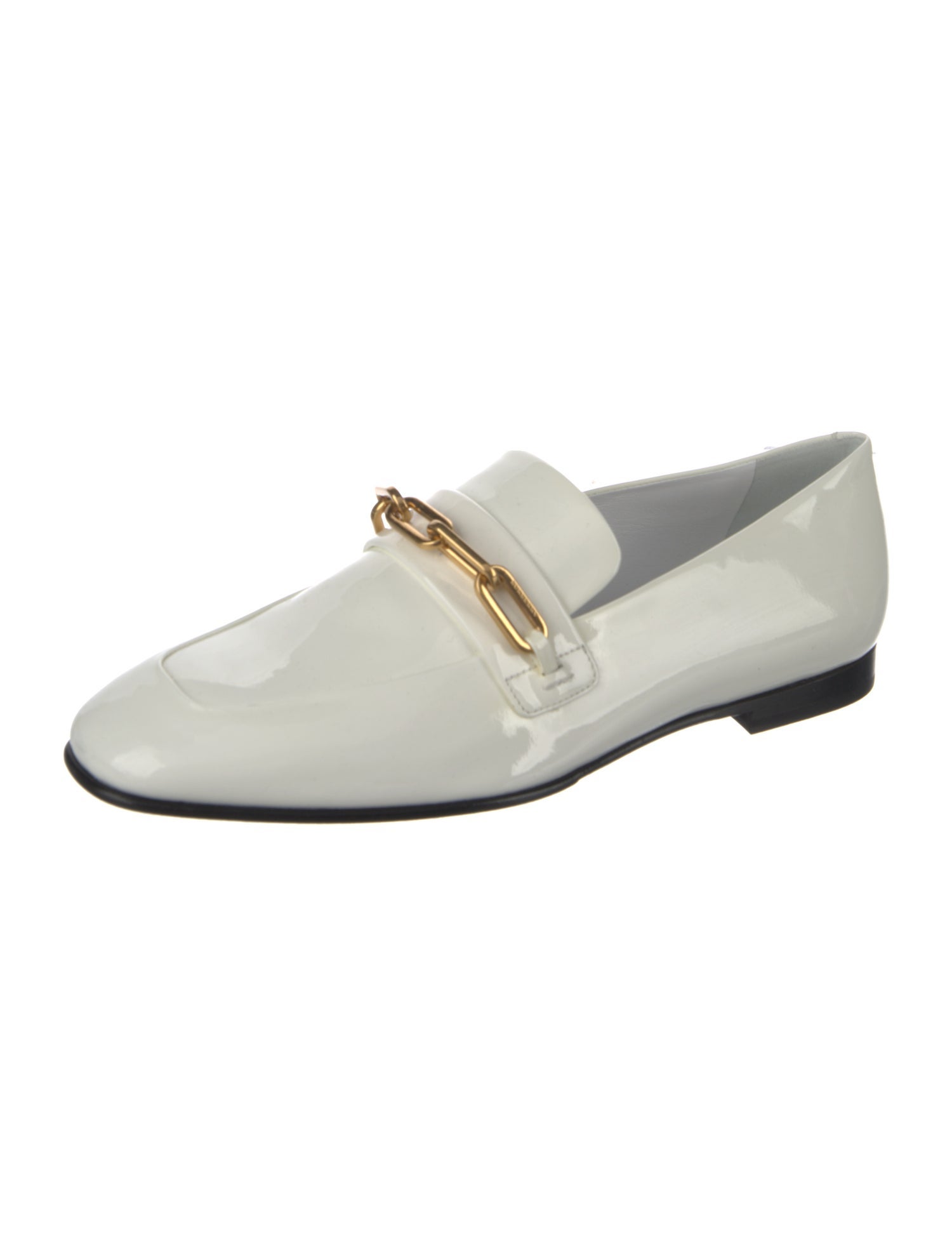 Burberry Patent Leather Chain-Link Accents Loafers