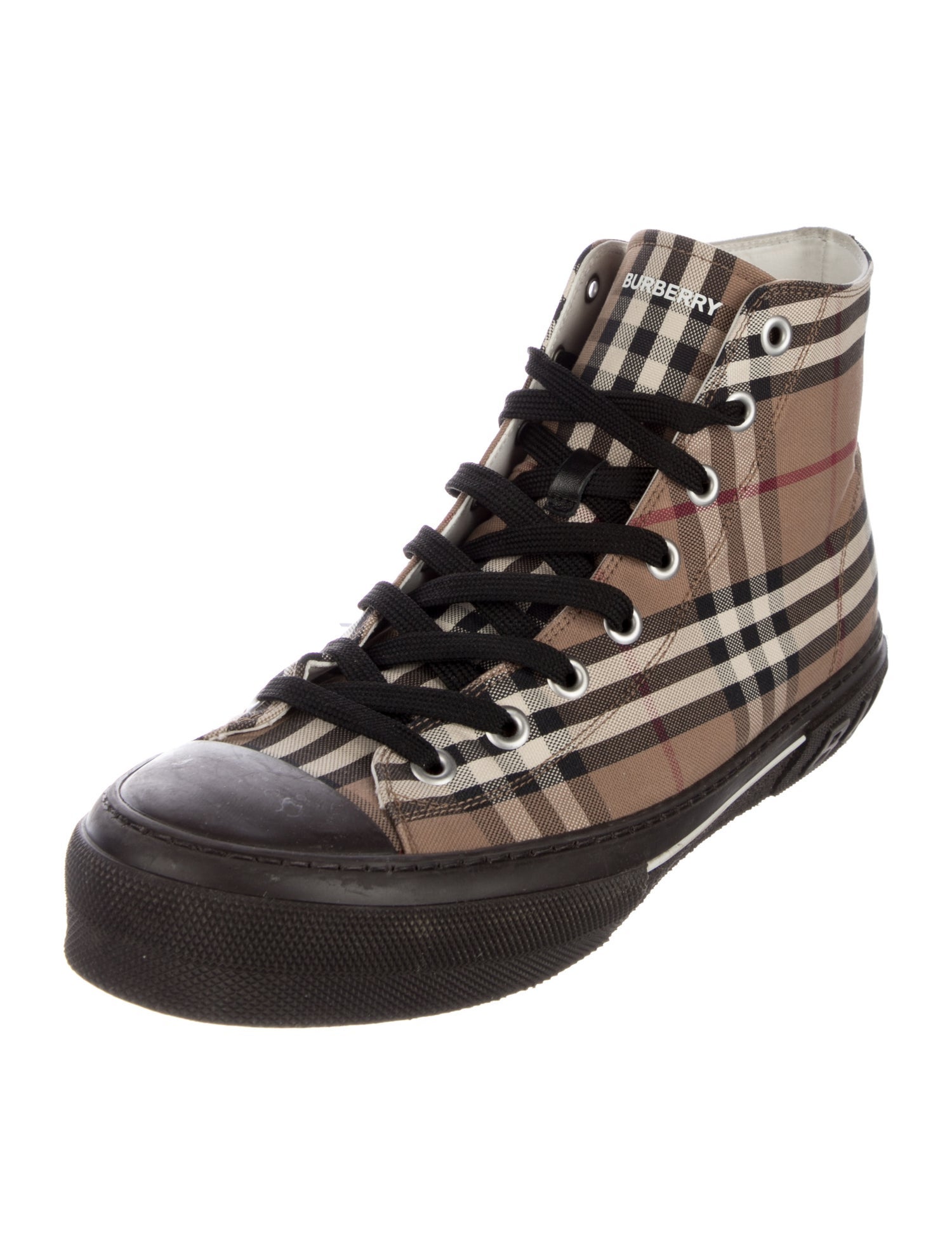 Burberry Nova Check Pattern Canvas Sneakers - Brown Sneakers, Shoes ...
