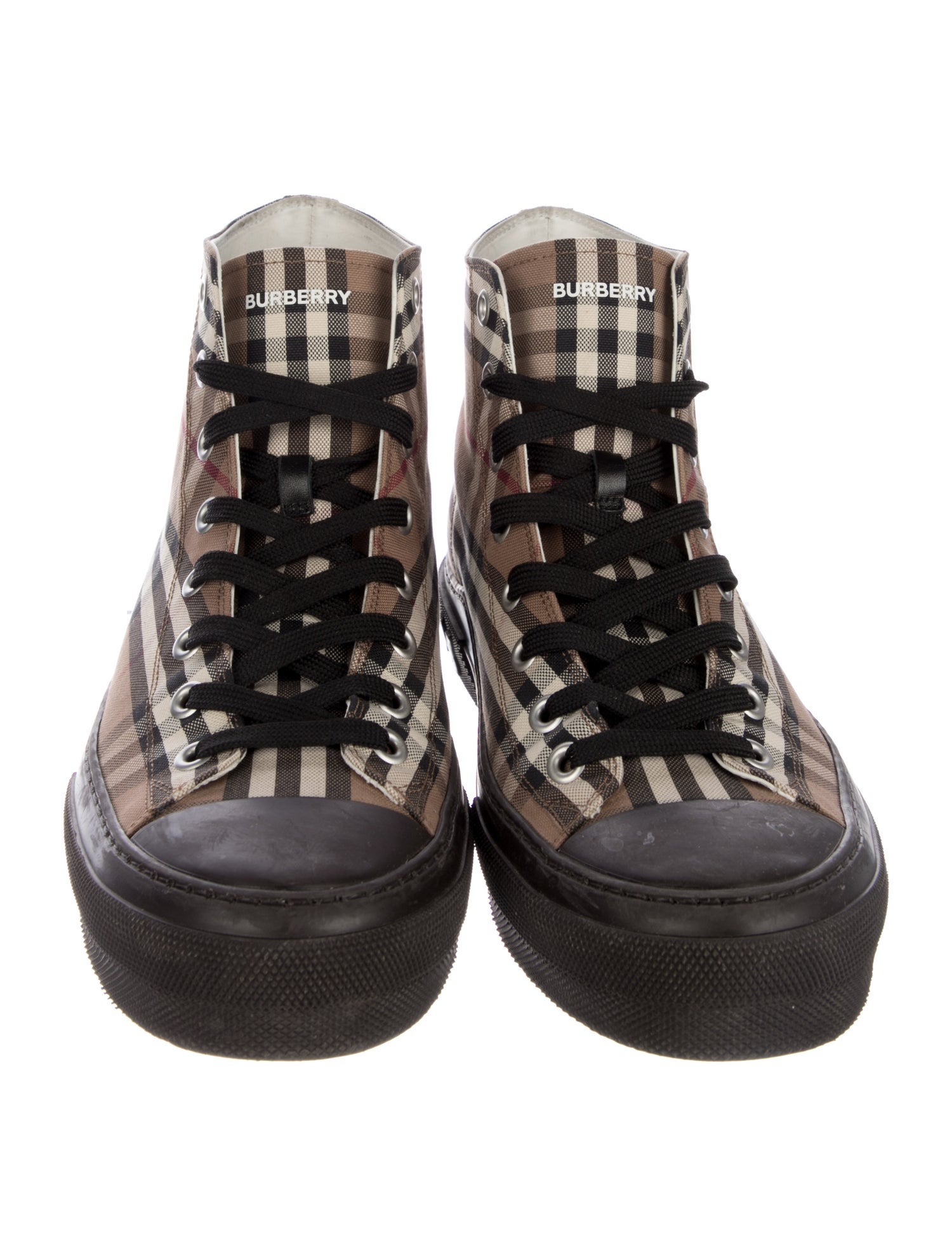 Burberry Nova Check Pattern Canvas Sneakers - Brown Sneakers, Shoes ...