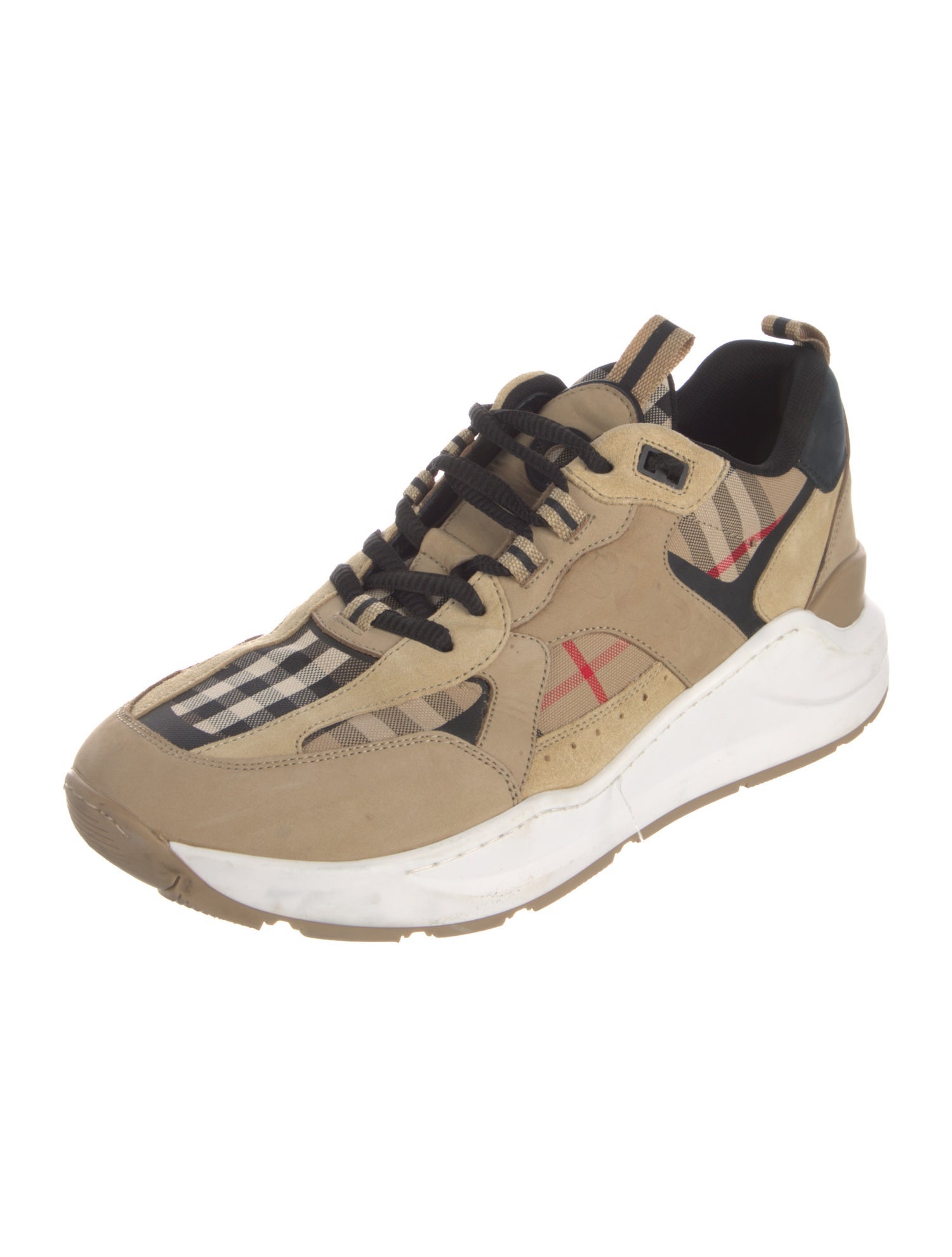 Burberry Nova Check Pattern Leather Sneakers