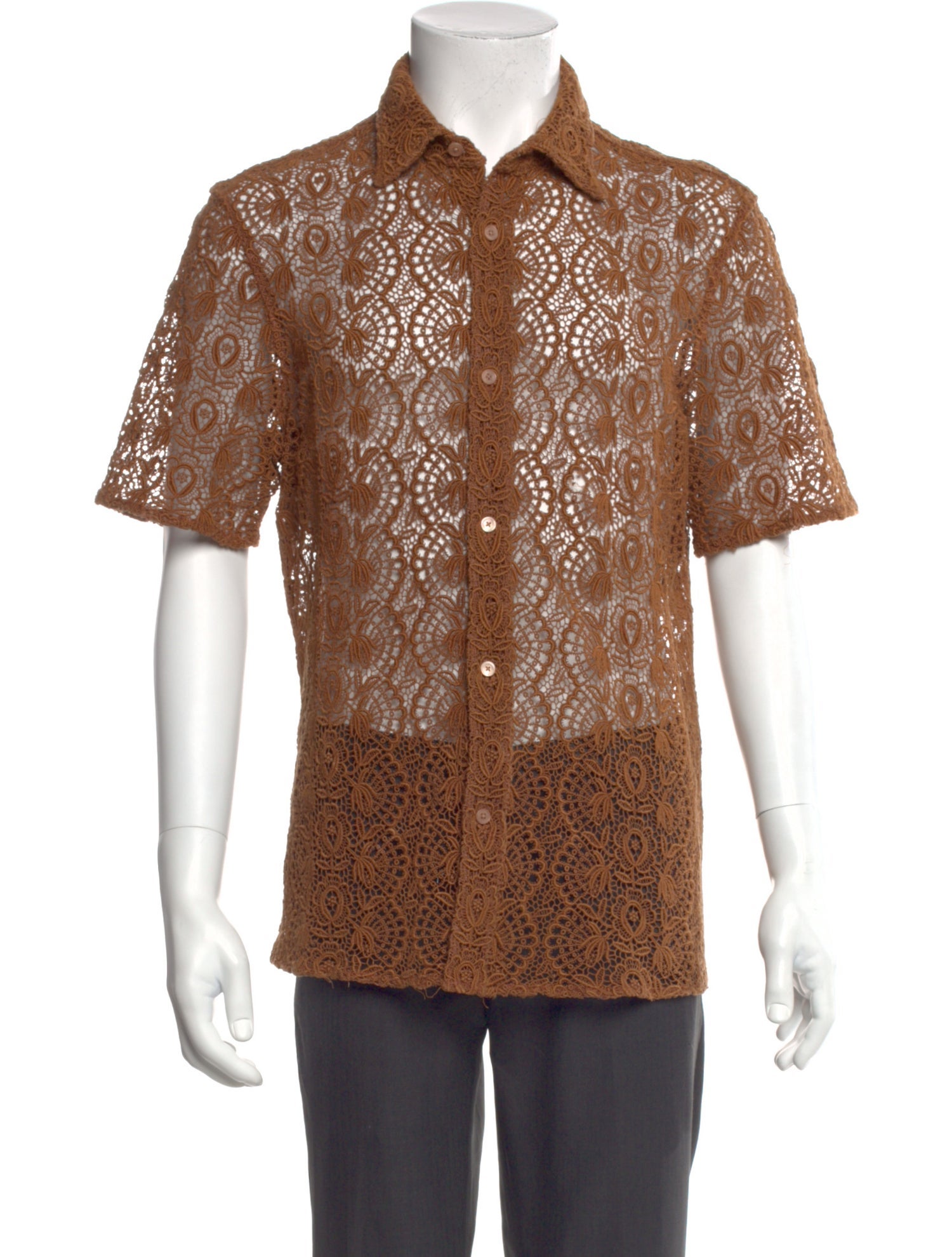 Burberry Prorsum Lace Pattern Short Sleeve Shirt