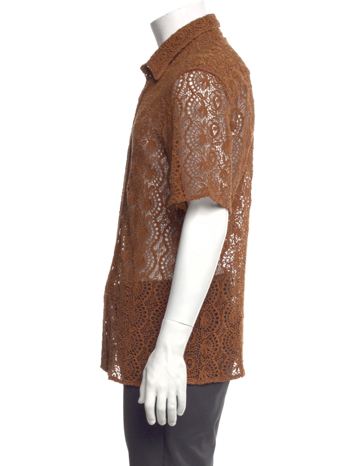 Burberry Prorsum Lace Pattern Short Sleeve Shirt