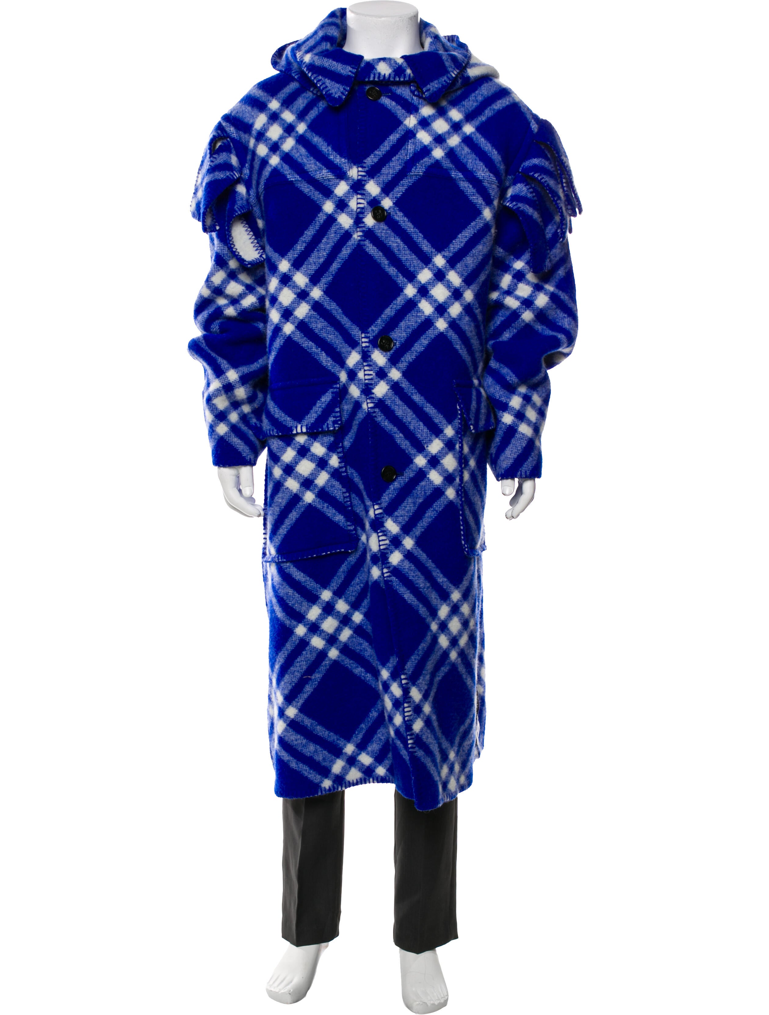 Burberry Wool Plaid Print Parka