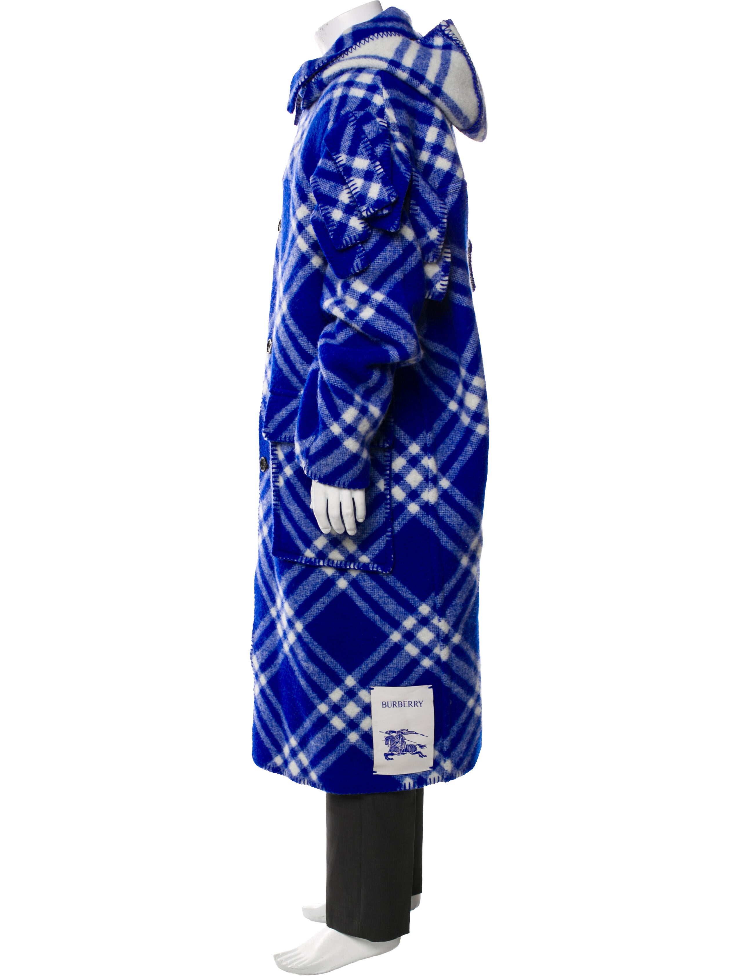Burberry Wool Plaid Print Parka