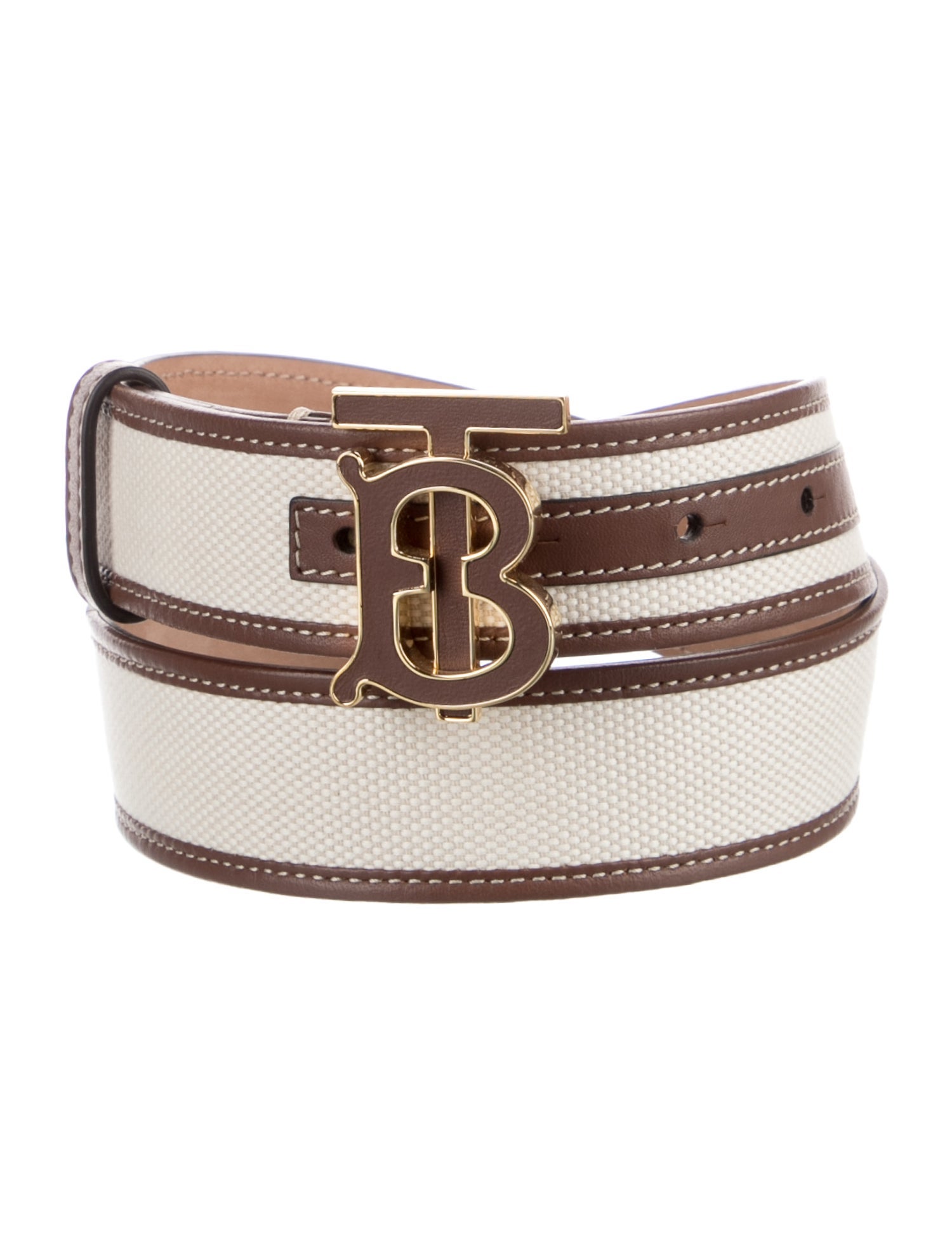 Burberry Canvas Leather Trim Embellishment Belt Kit