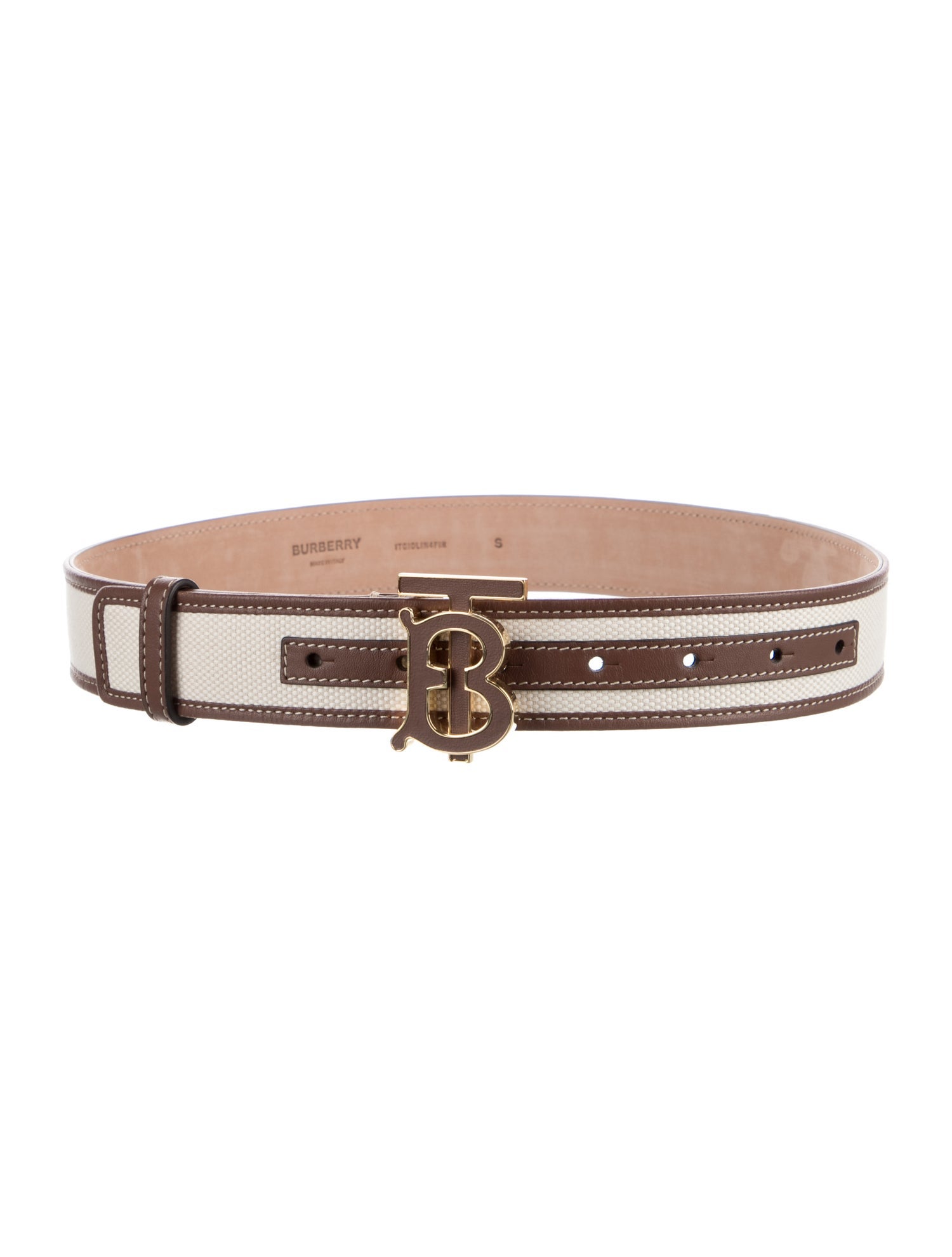 Burberry Canvas Leather Trim Embellishment Belt Kit