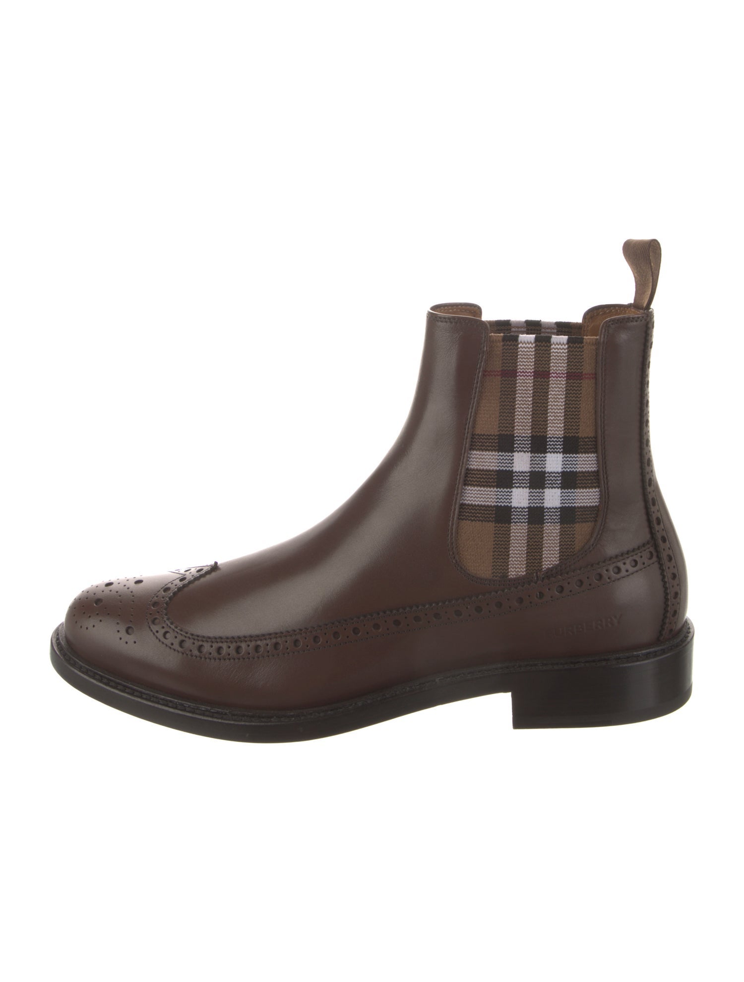 Burberry Leather Eyelet Trim Chelsea Boots