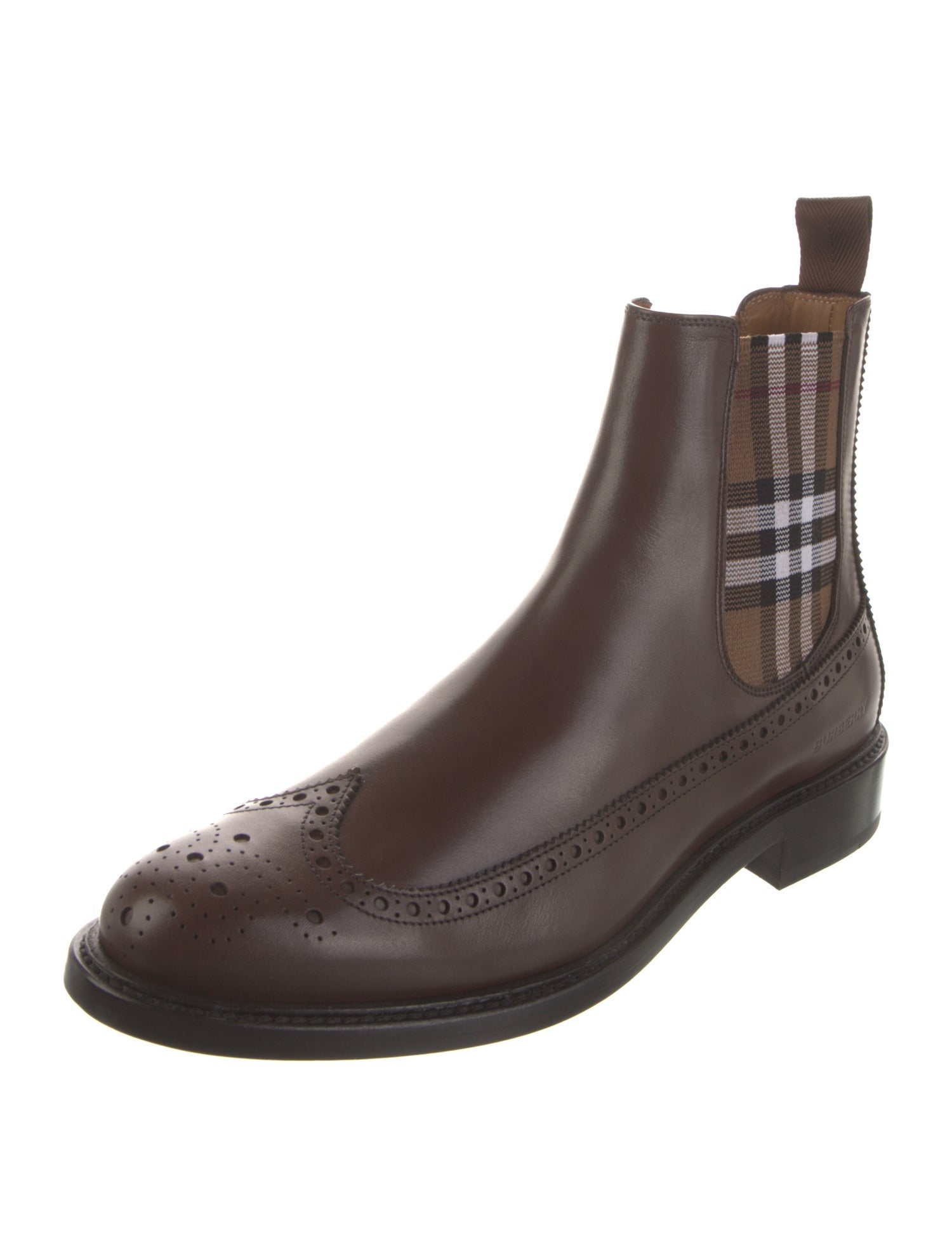 Burberry Leather Eyelet Trim Chelsea Boots