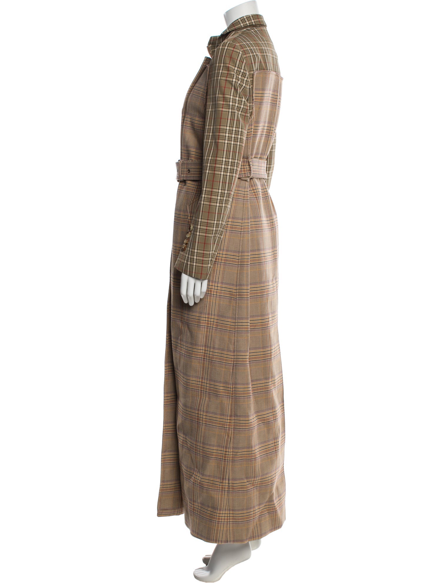 Burberry Plaid Print Trench Coat