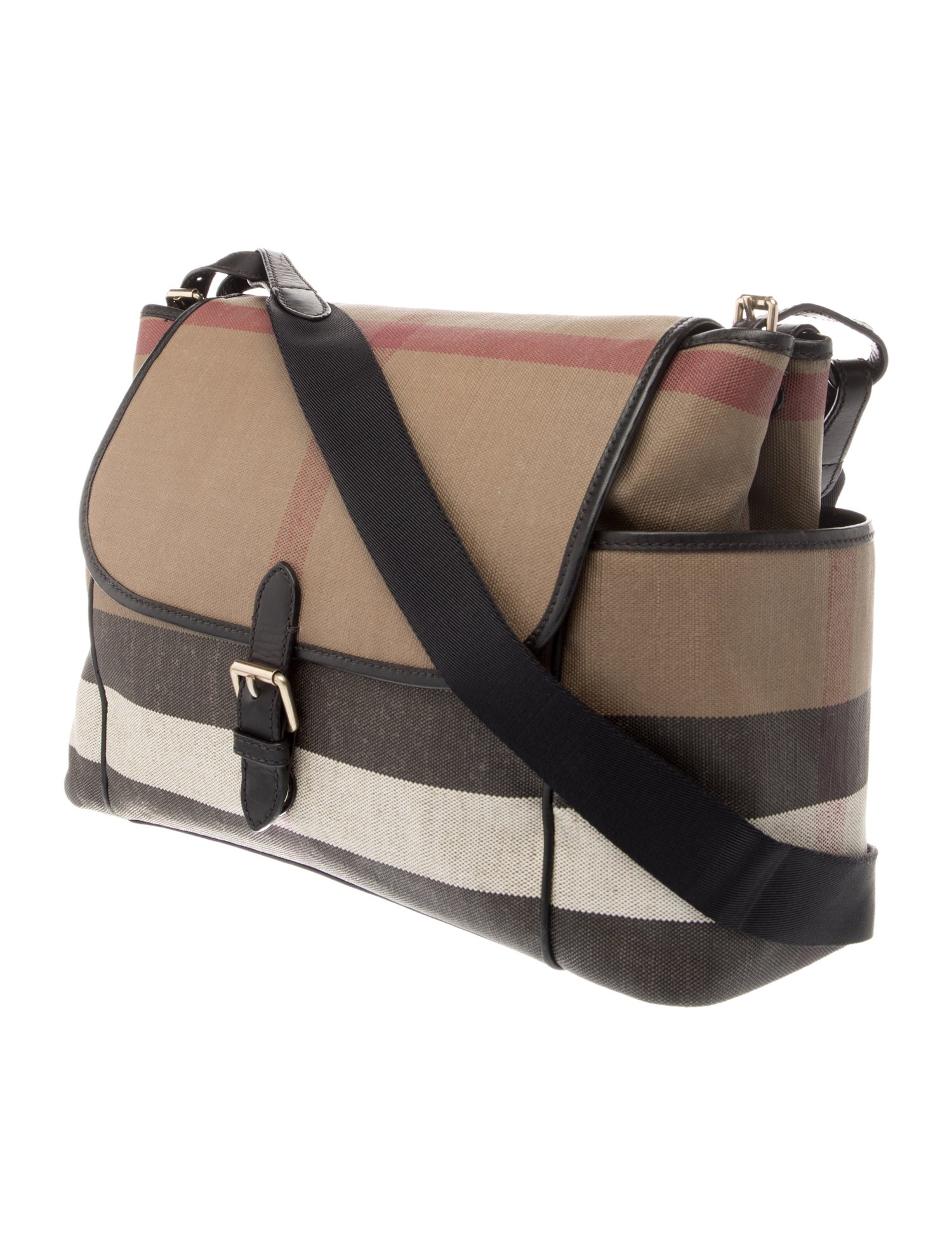 Burberry Patterned Leather Trim Diaper Bag
