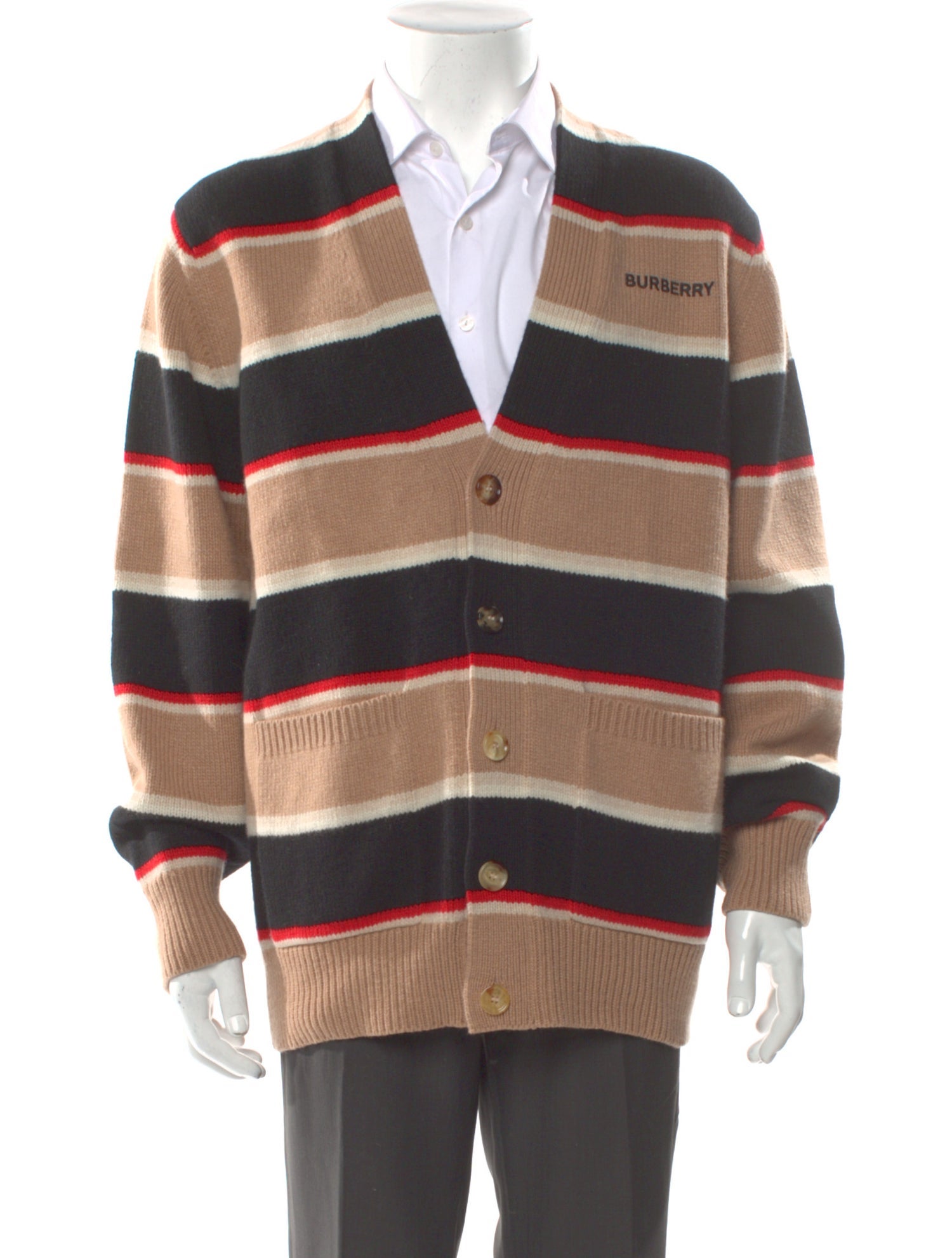Burberry Wool Colorblock Pattern Cardigan