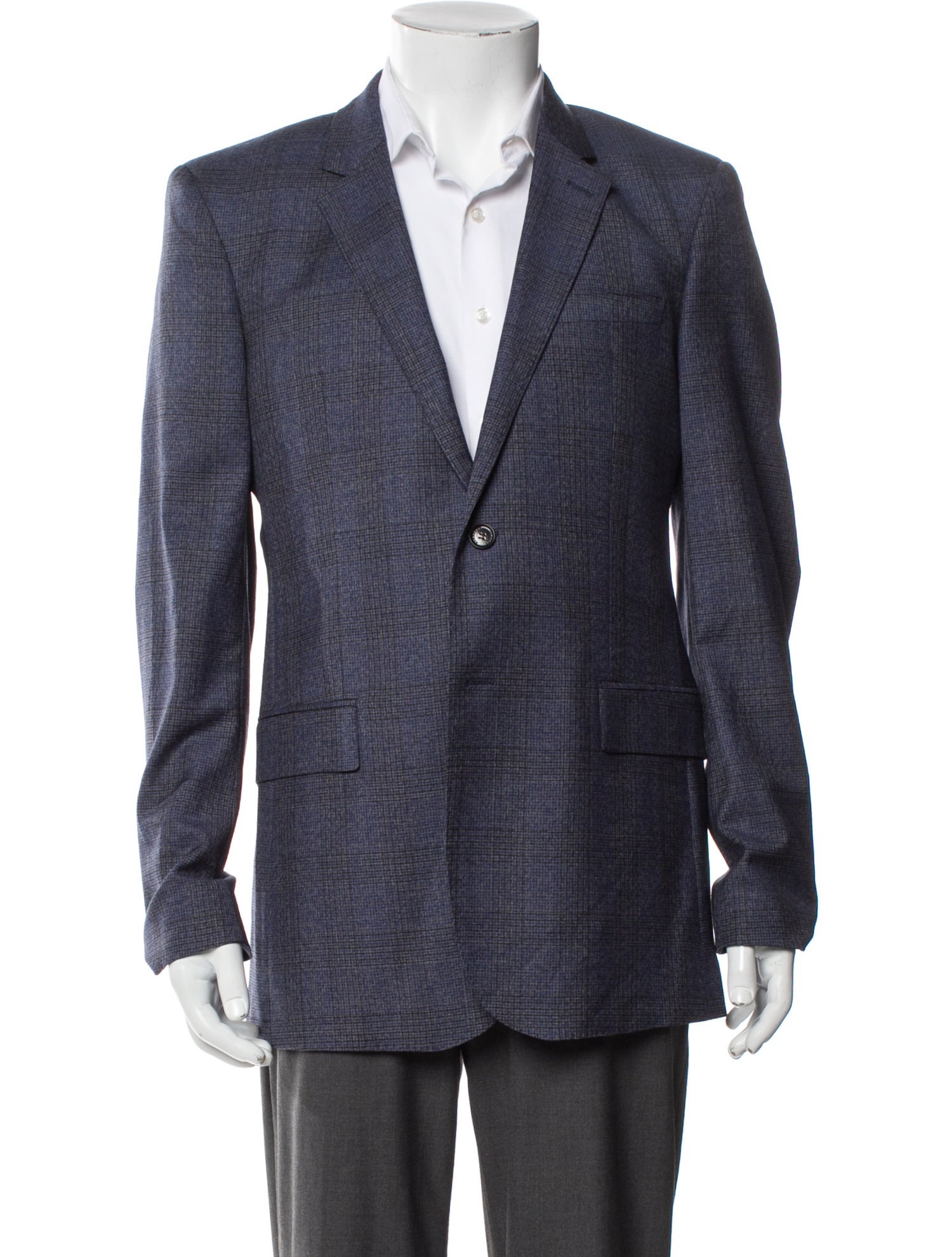 Burberry Wool Plaid Print Blazer