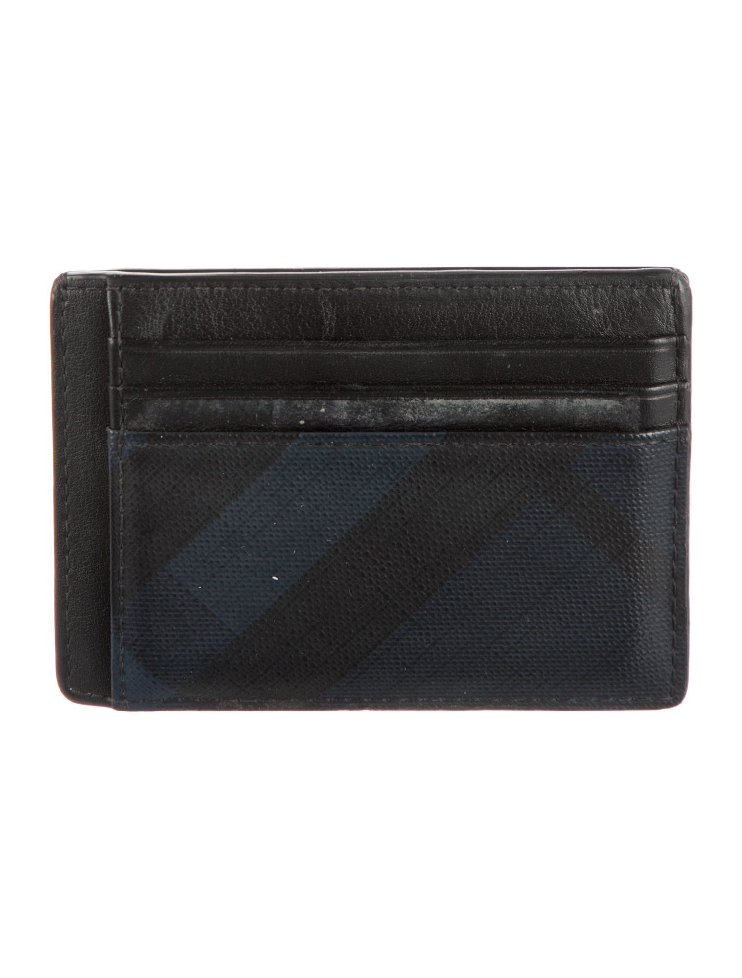 Burberry London Check Money Clip Card Case Striped Wallet