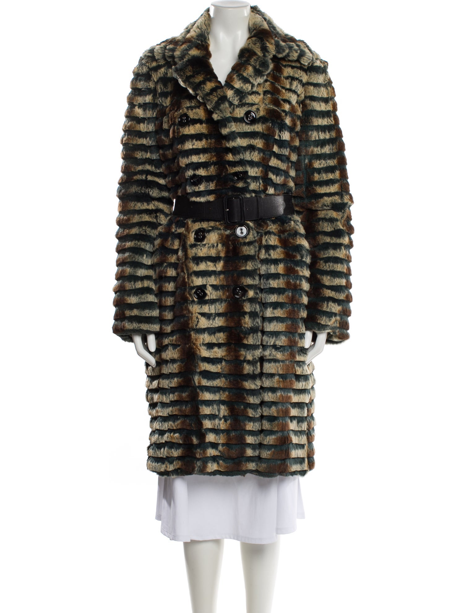 Burberry Striped Fur Coat