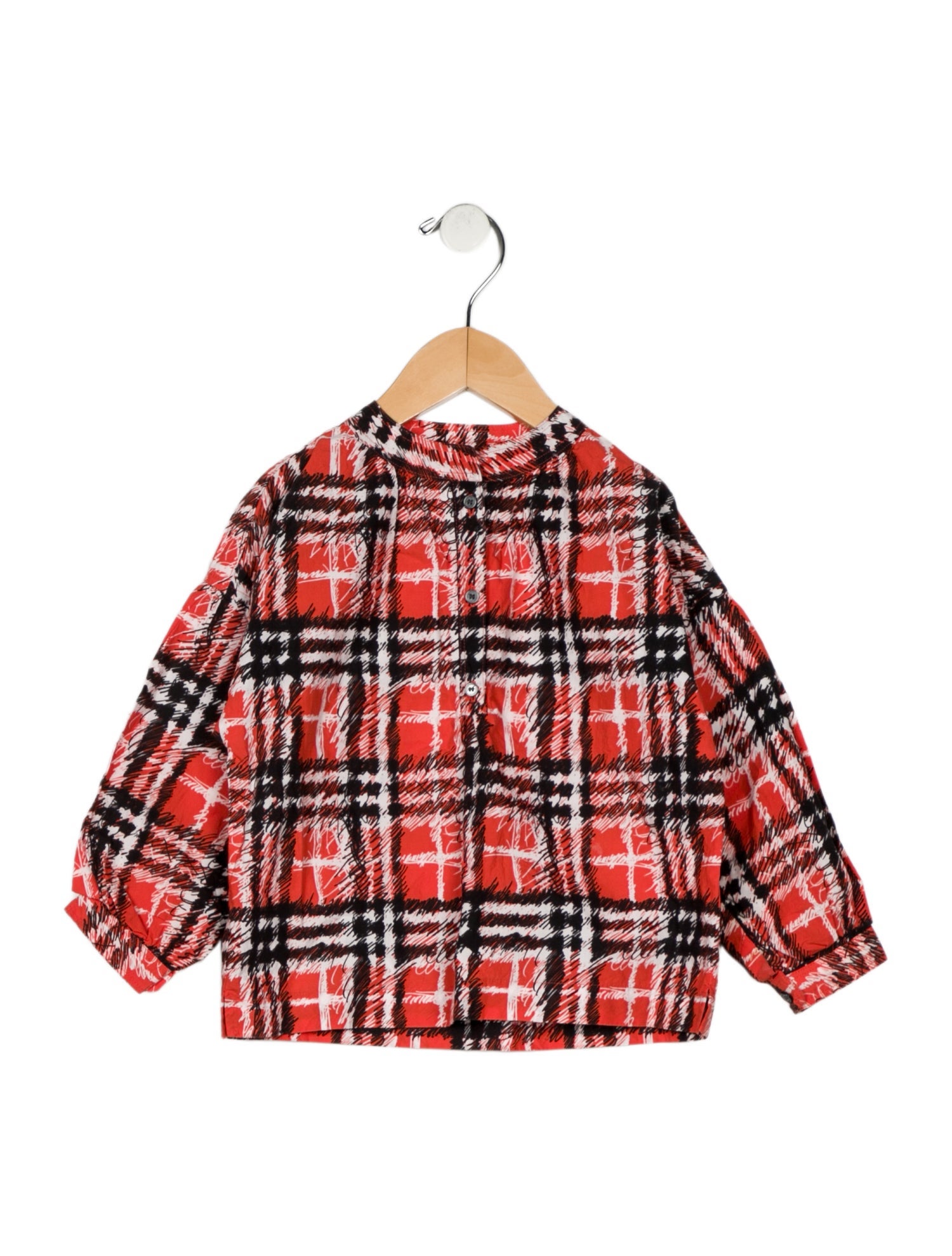 Burberry Girls' Check Long Sleeve Blouse