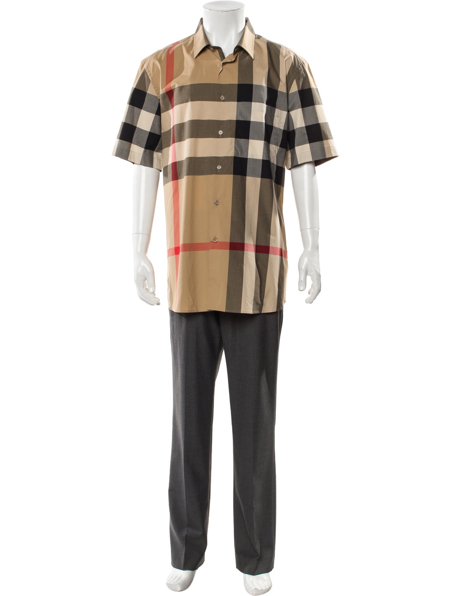 Burberry Plaid Print Short Sleeve Shirt w/ Tags