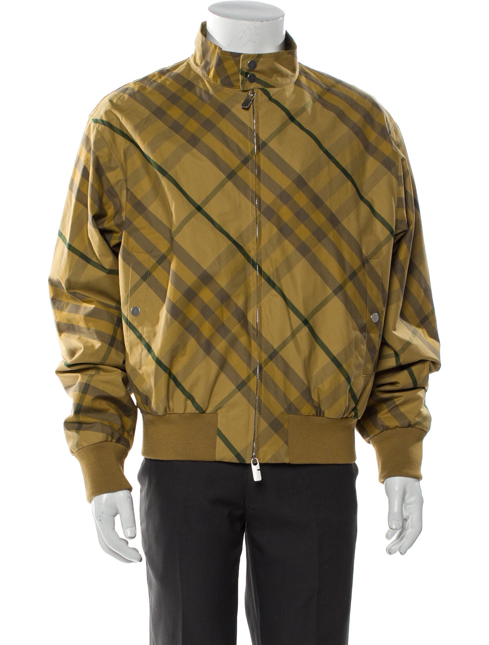 Burberry Plaid Print Bomber Jacket