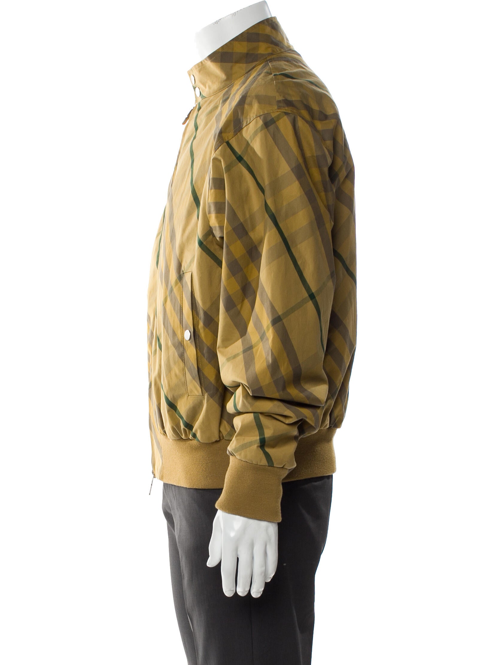 Burberry Plaid Print Bomber Jacket