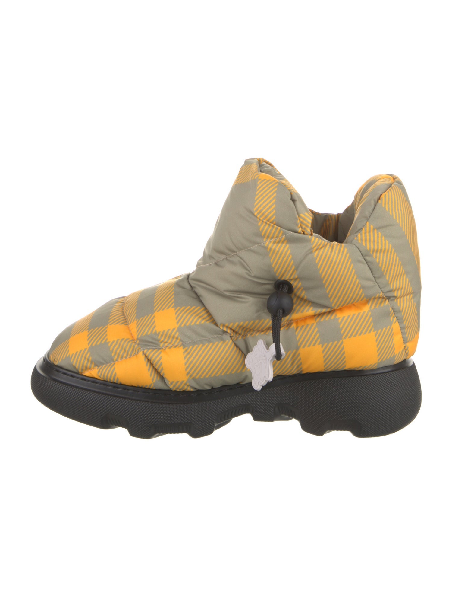 Burberry Nylon Plaid Print Snow Boots
