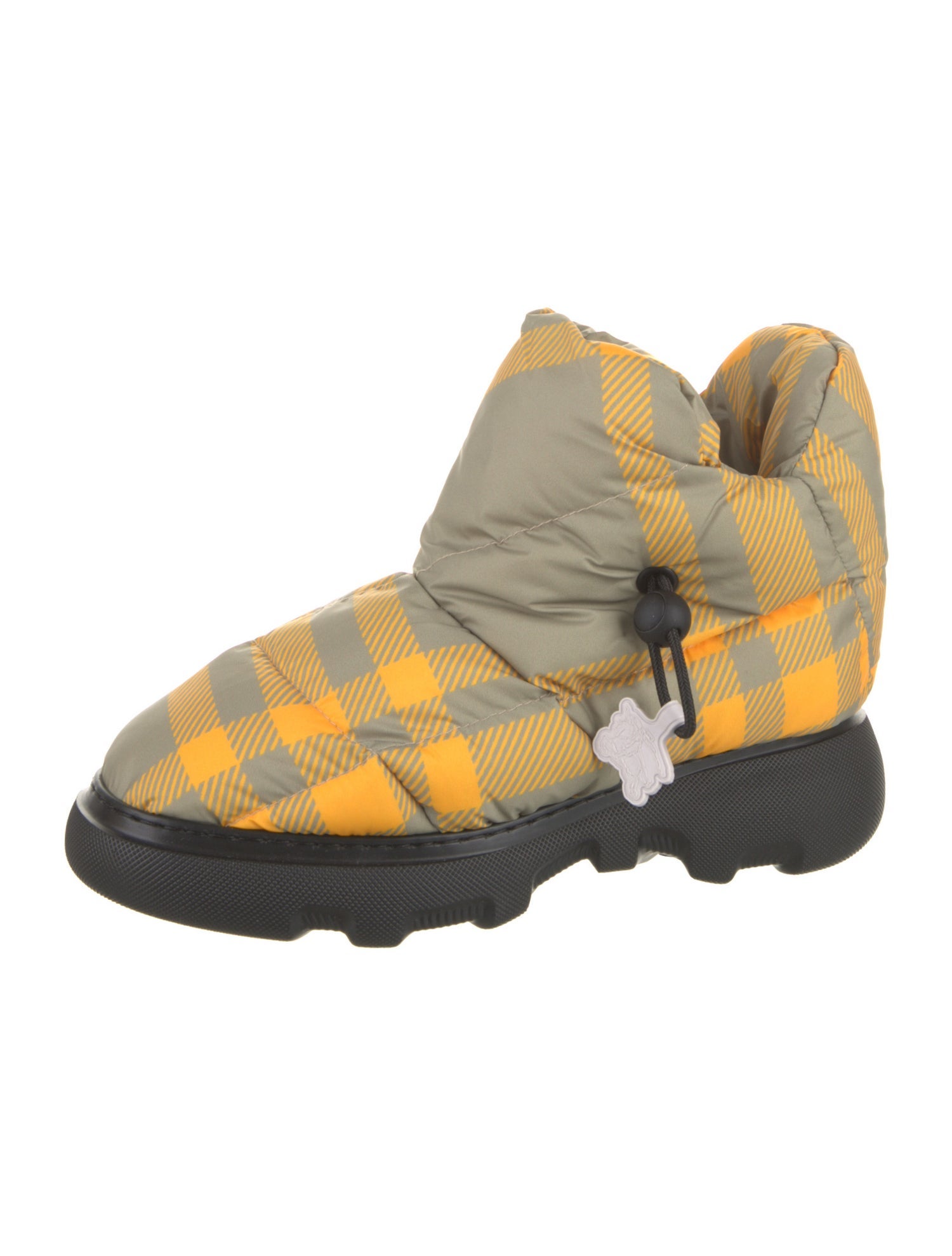 Burberry Nylon Plaid Print Snow Boots