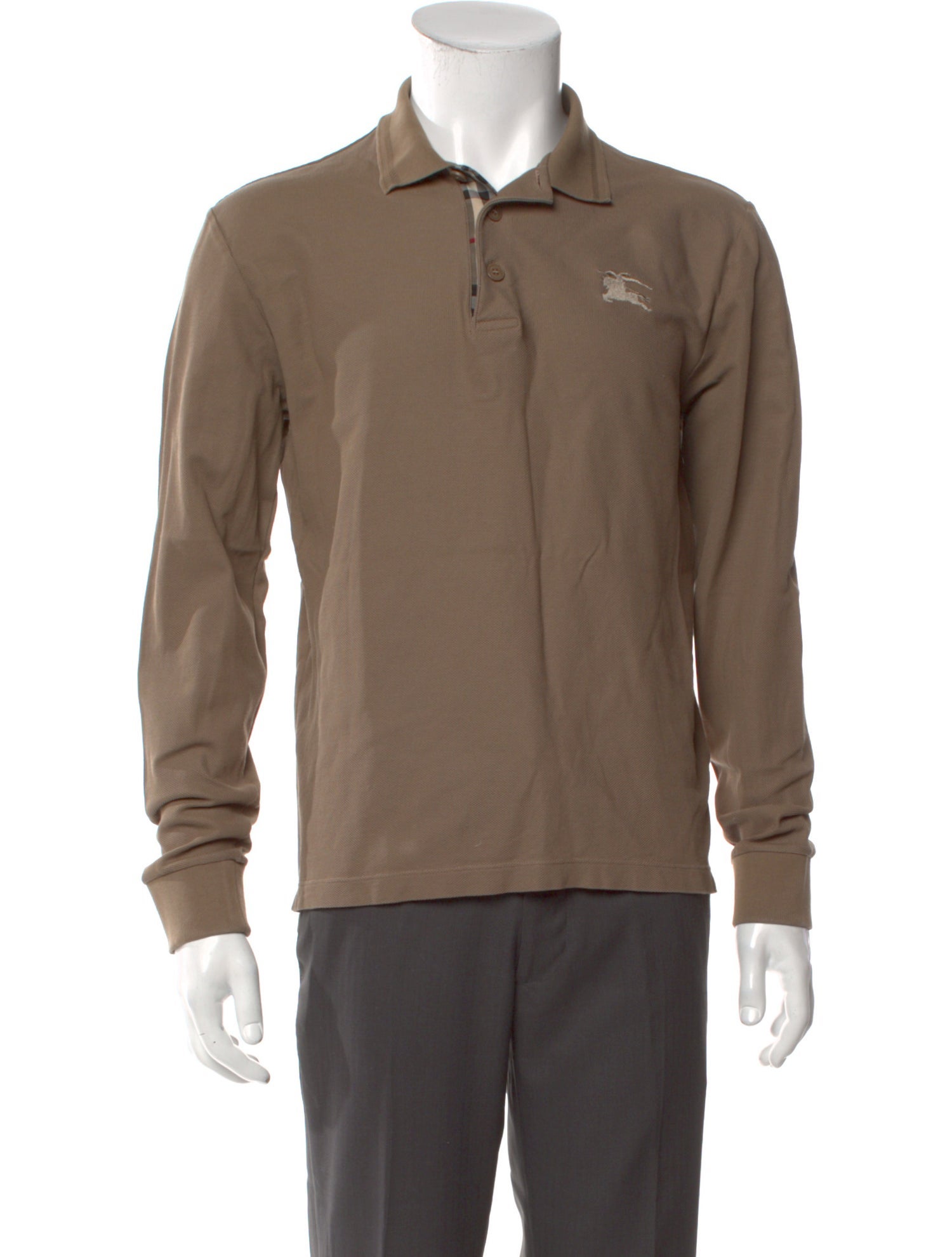 Burberry V-Neck Long Sleeve Polo Shirt