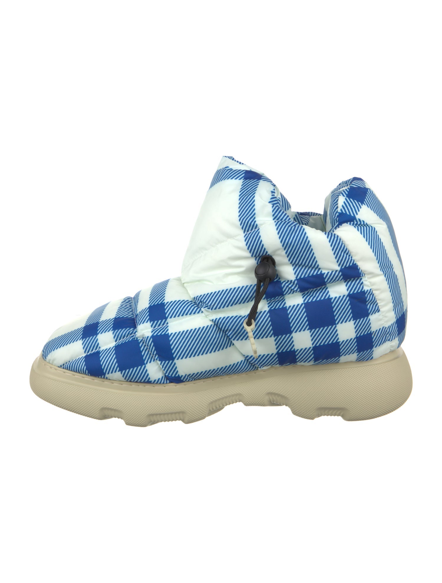 Burberry Nylon Plaid Print Snow Boots