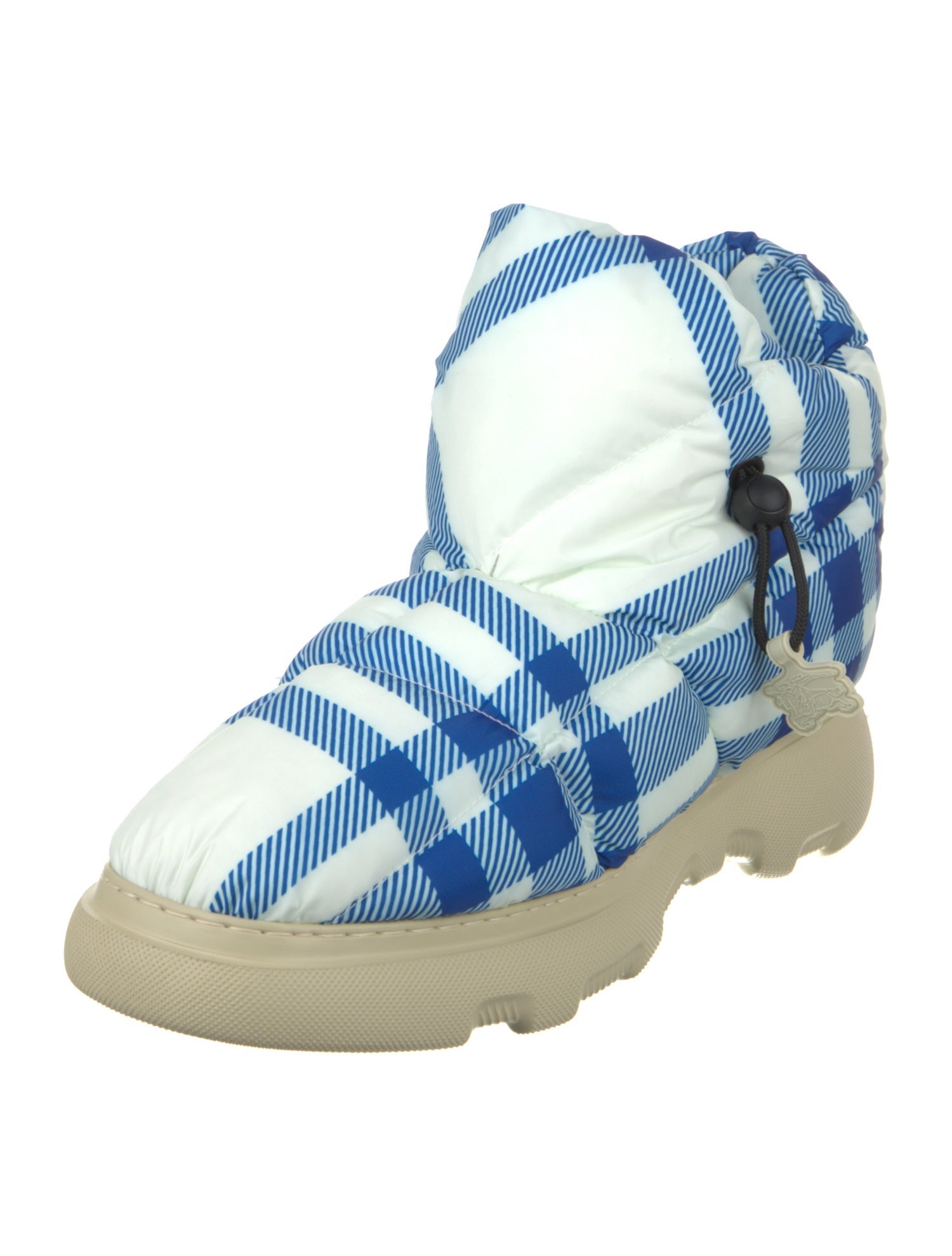 Burberry Nylon Plaid Print Snow Boots