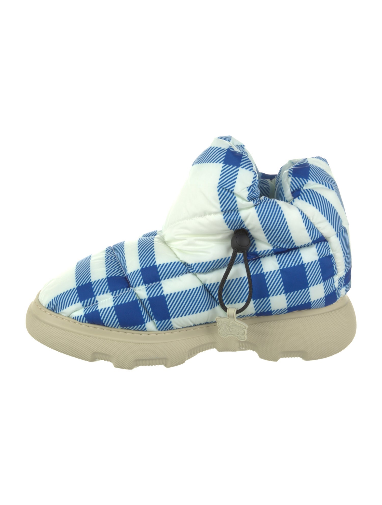 Burberry Nylon Plaid Print Snow Boots