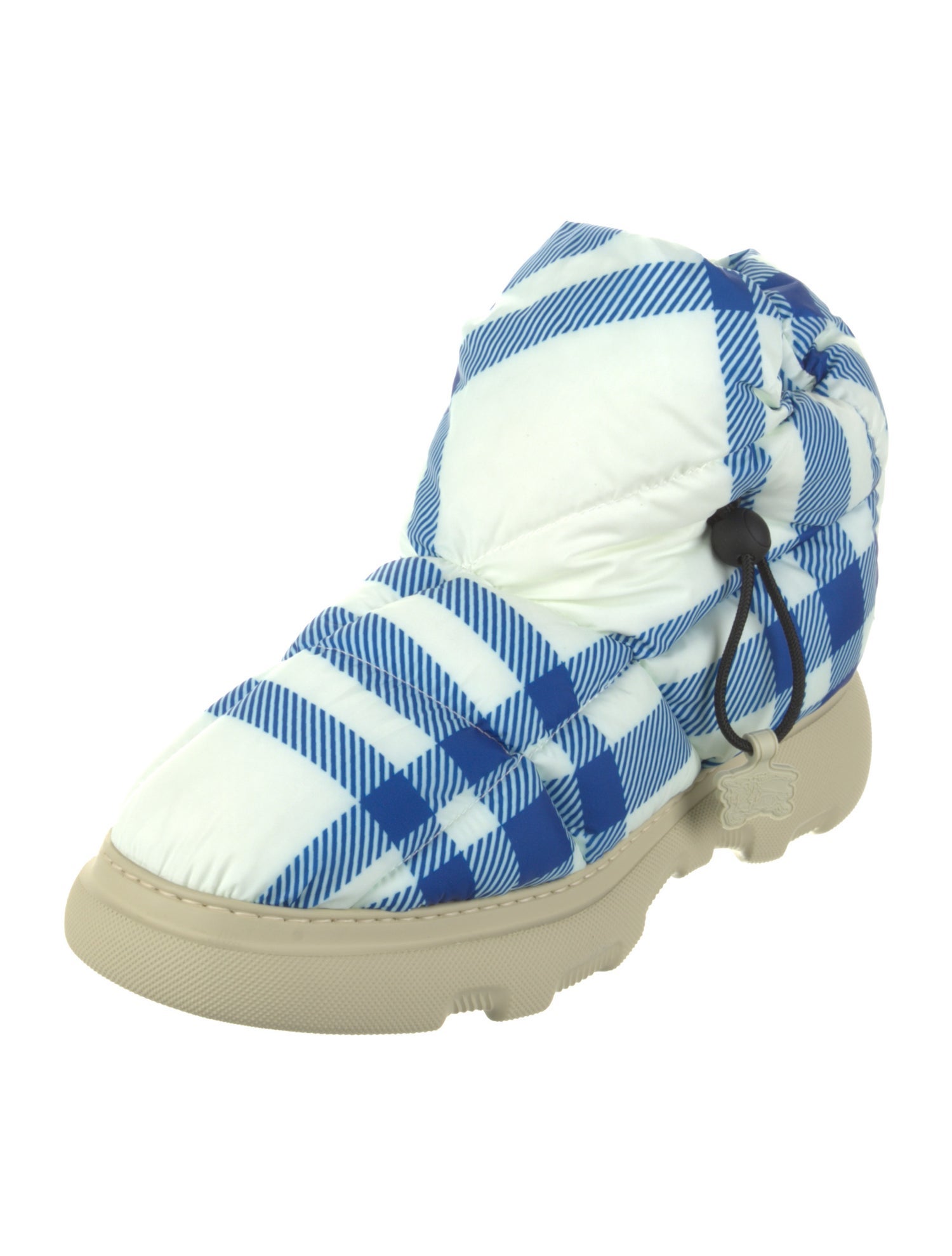 Burberry Nylon Plaid Print Snow Boots