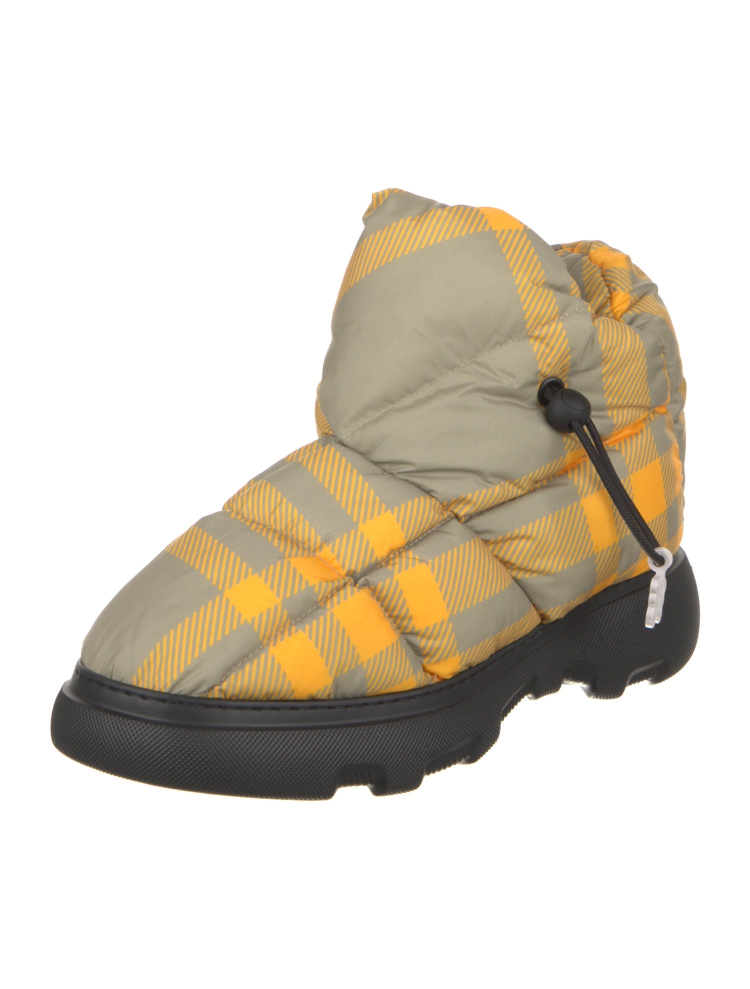 Burberry Nylon Plaid Print Snow Boots
