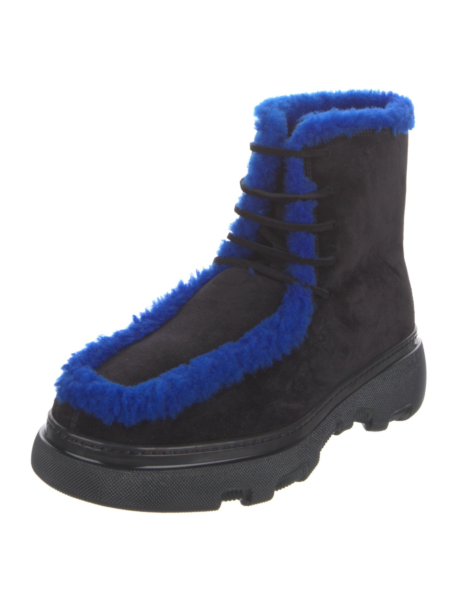 Burberry Suede Faux Fur Trim Boots