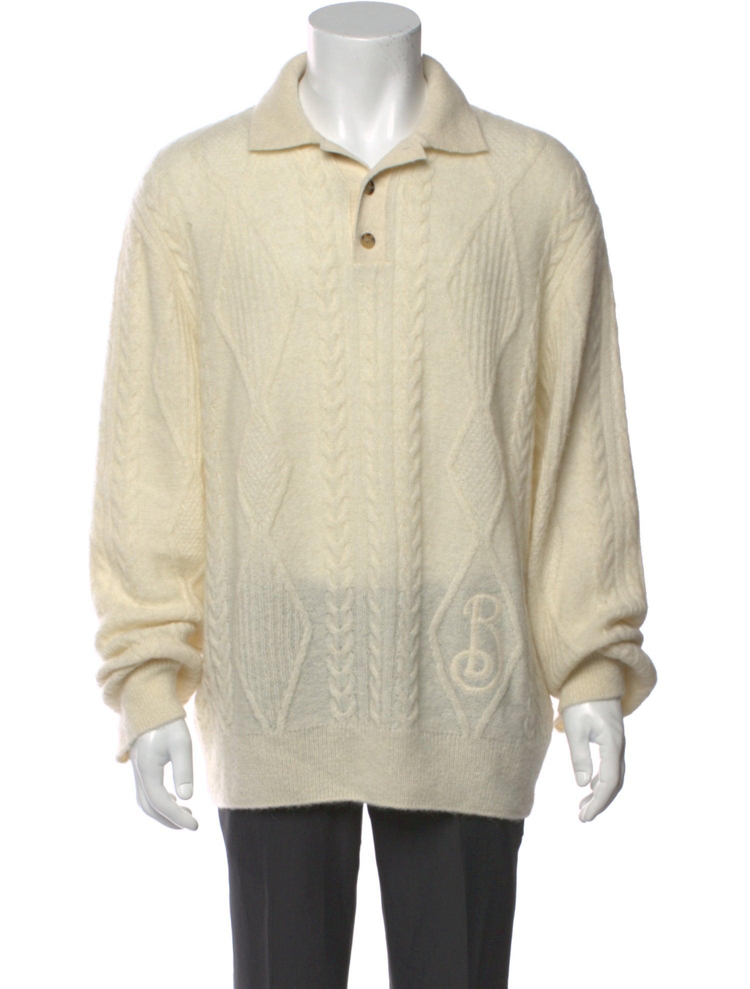 Burberry Abstract Check Collar Polo Sweater