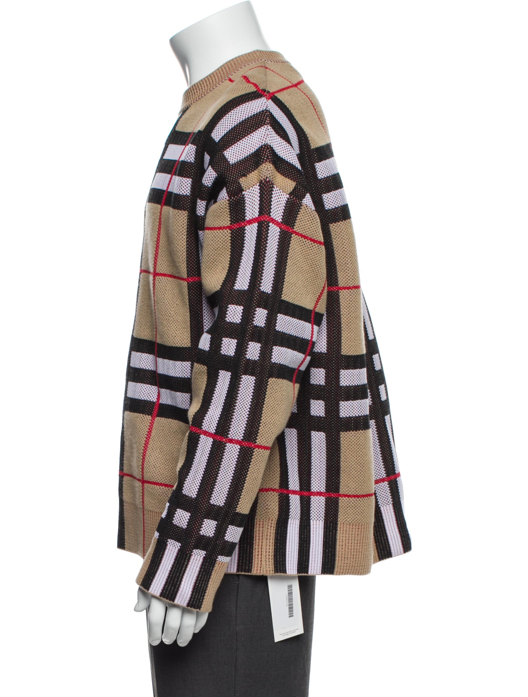 Burberry Plaid Print Mock Neck Pullover